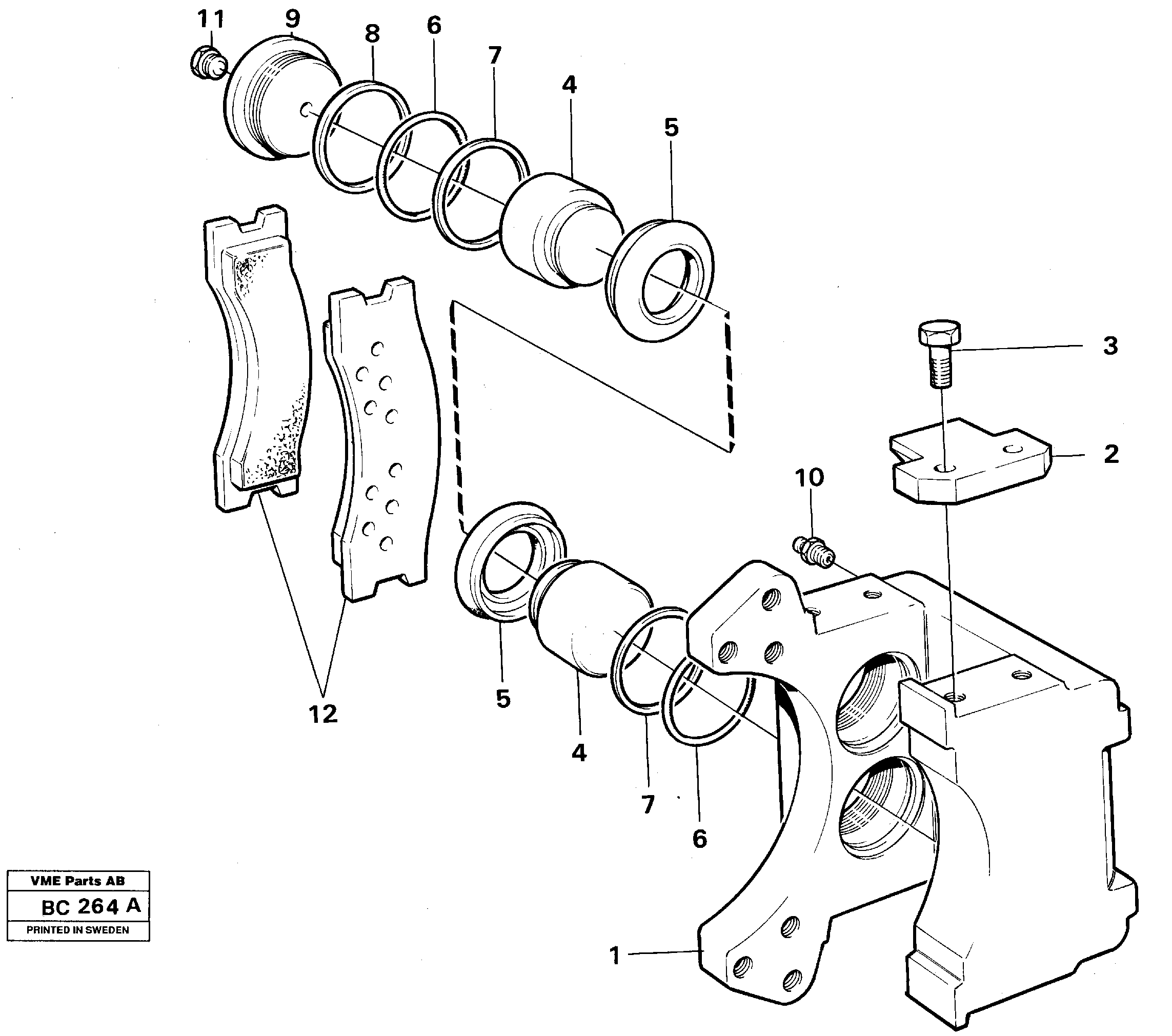 Схема запчастей Volvo A25C - 10572 Disc brake A25C VOLVO BM VOLVO BM A25C SER NO - 10256/ - 60911