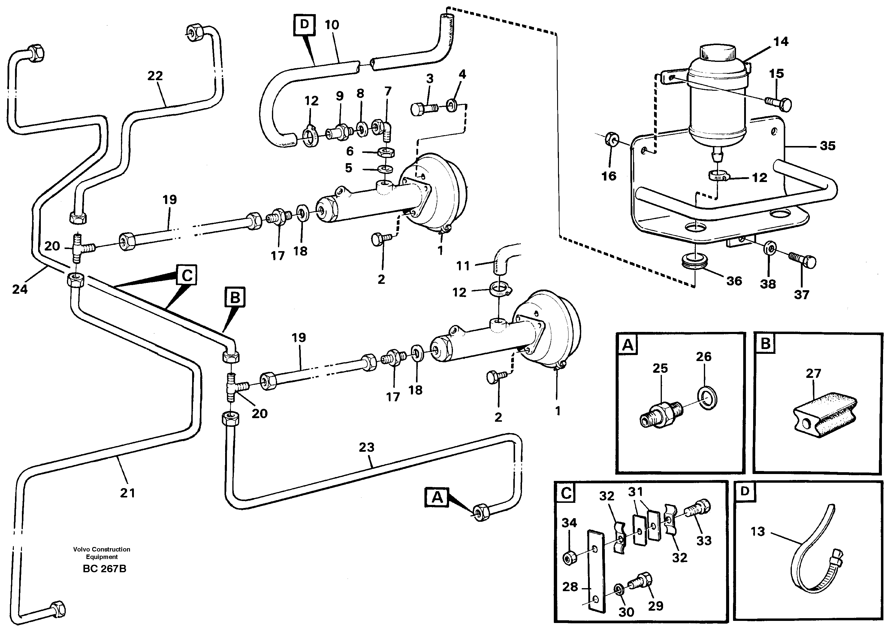 Схема запчастей Volvo A25C - 67554 Hydraulic brake-system Tractor A25C VOLVO BM VOLVO BM A25C SER NO - 10256/ - 60911