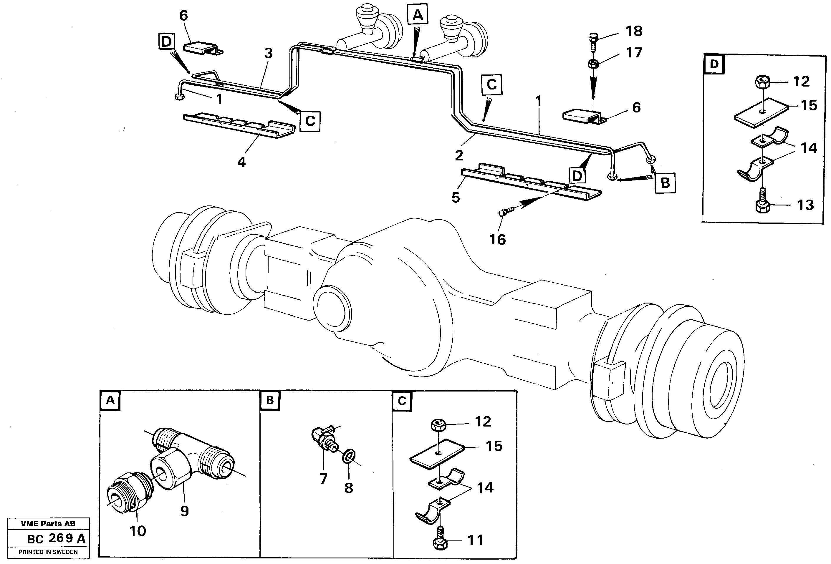 Схема запчастей Volvo A25C - 84095 Hydraulic brake system trailer 4 X 4 A25C VOLVO BM VOLVO BM A25C SER NO - 10256/ - 60911