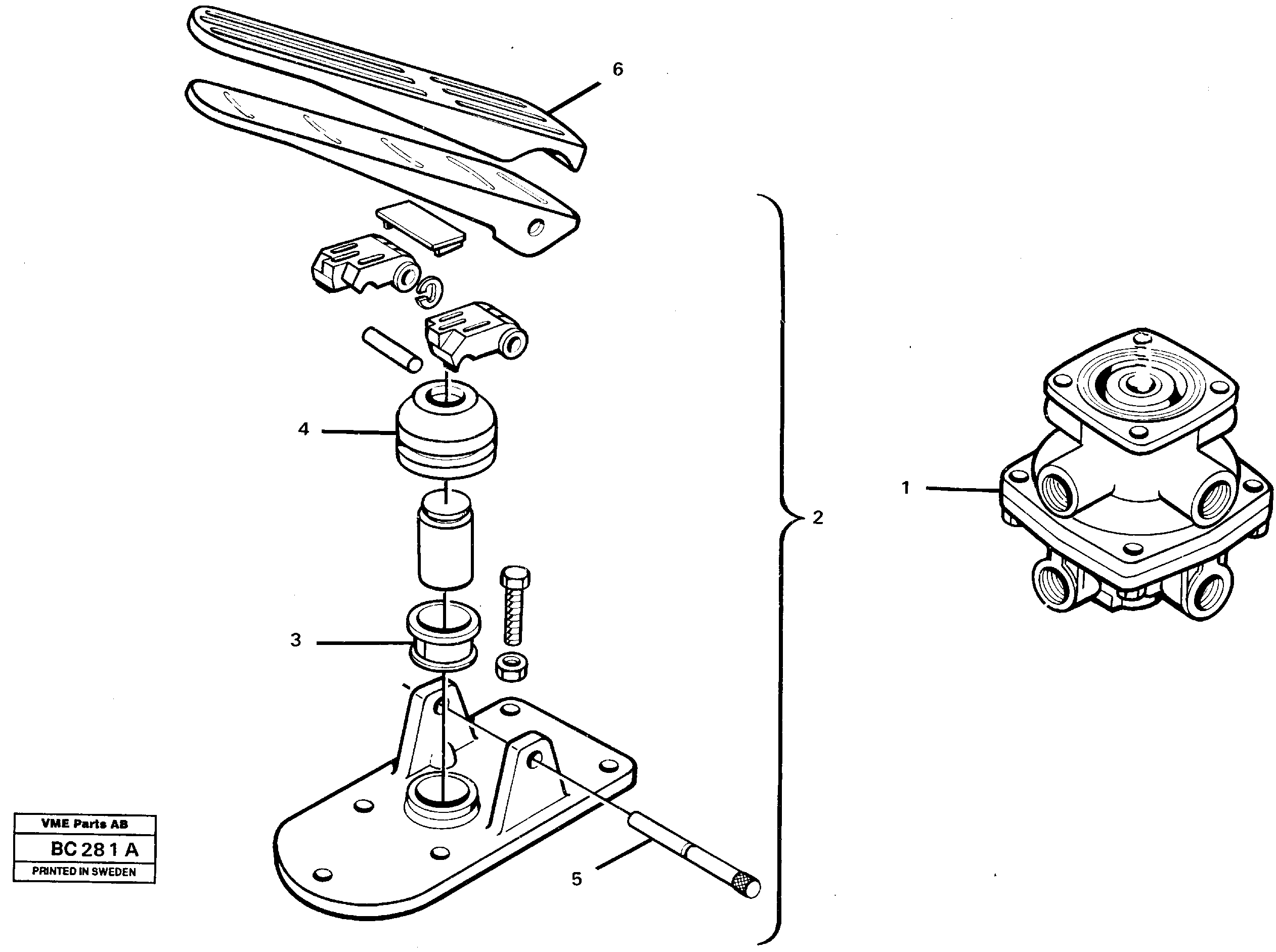 Схема запчастей Volvo A25C - 17837 Footbrake valve A25C VOLVO BM VOLVO BM A25C SER NO - 10256/ - 60911