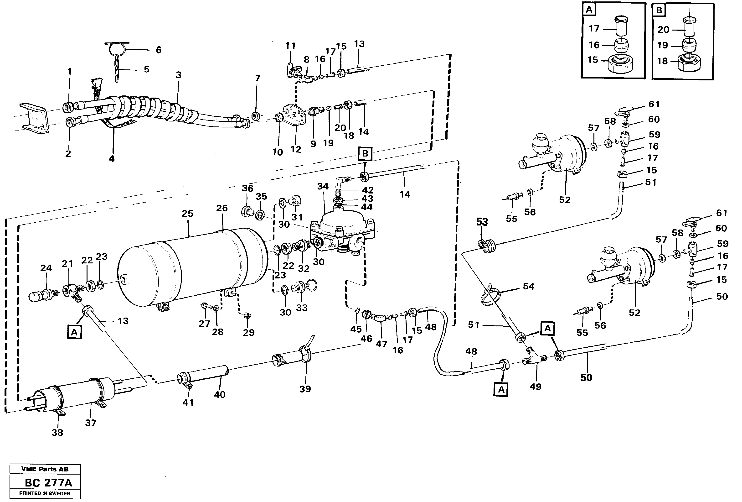 Схема запчастей Volvo A25C - 83414 Brake system trailer 4 X 4 A25C VOLVO BM VOLVO BM A25C SER NO - 10256/ - 60911