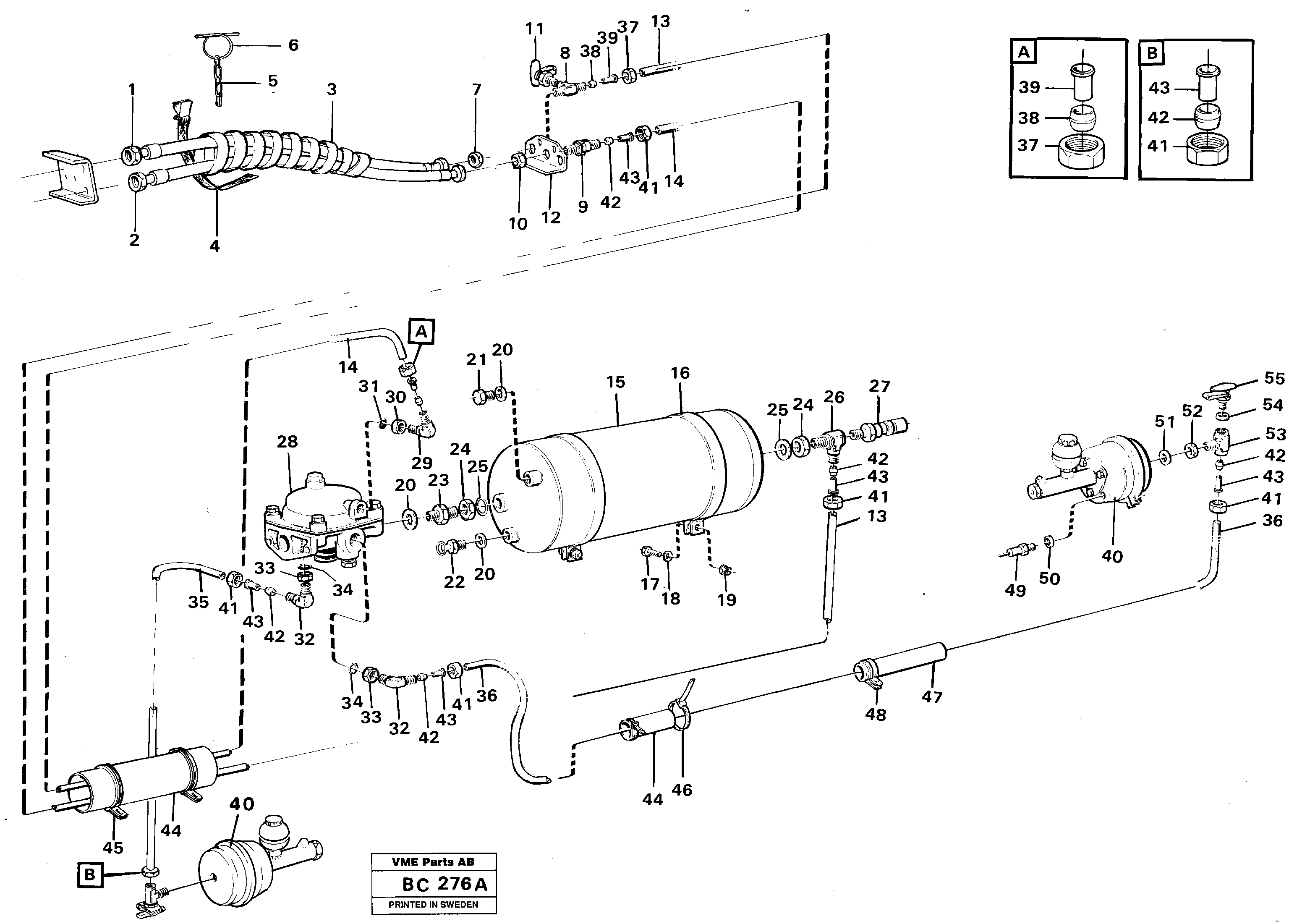 Схема запчастей Volvo A25C - 83476 Brake system trailer 6 x 6 A25C VOLVO BM VOLVO BM A25C SER NO - 10256/ - 60911