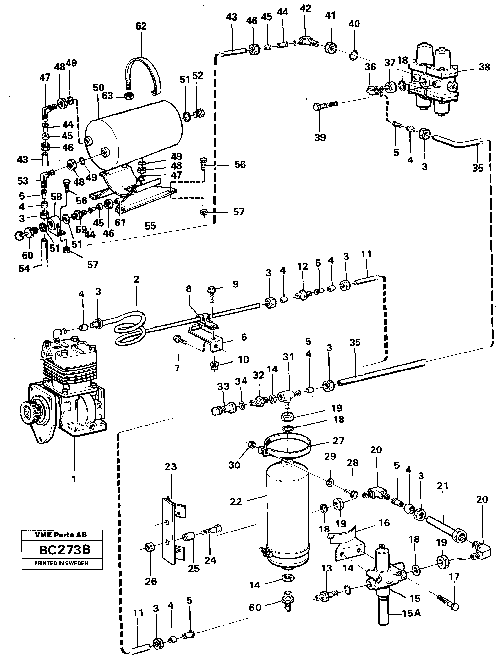 Схема запчастей Volvo A25C - 96707 Feed lines, wet tank and regulator A25C VOLVO BM VOLVO BM A25C SER NO - 10256/ - 60911