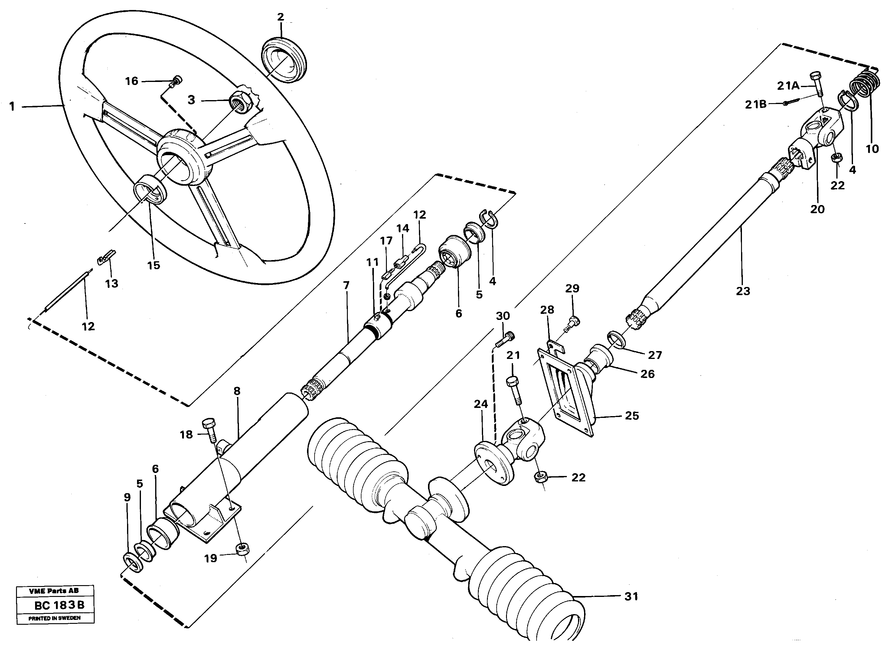 Схема запчастей Volvo A25C - 88748 Рулевое управление A25C VOLVO BM VOLVO BM A25C SER NO - 10256/ - 60911