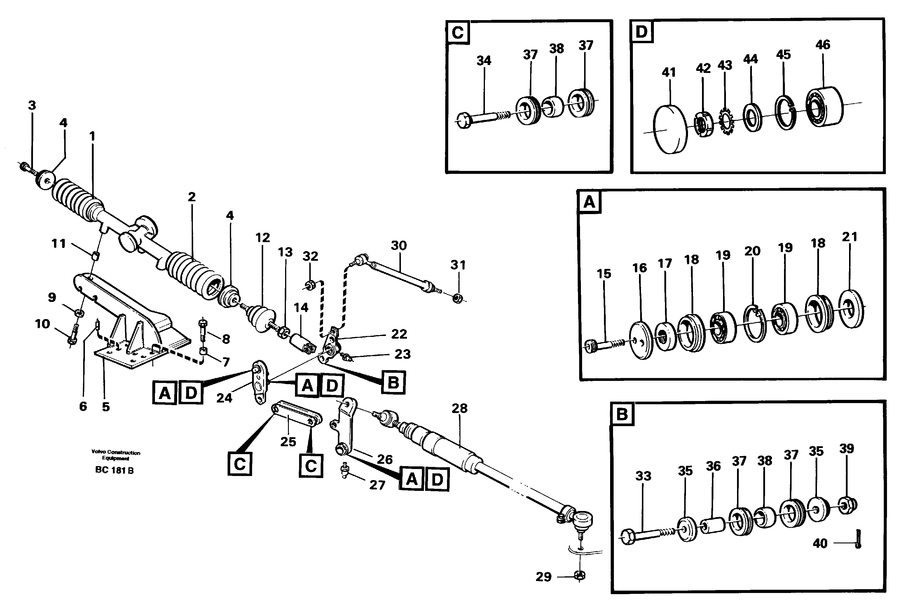 Схема запчастей Volvo A25C - 86300 Steering linkage A25C VOLVO BM VOLVO BM A25C SER NO - 10256/ - 60911
