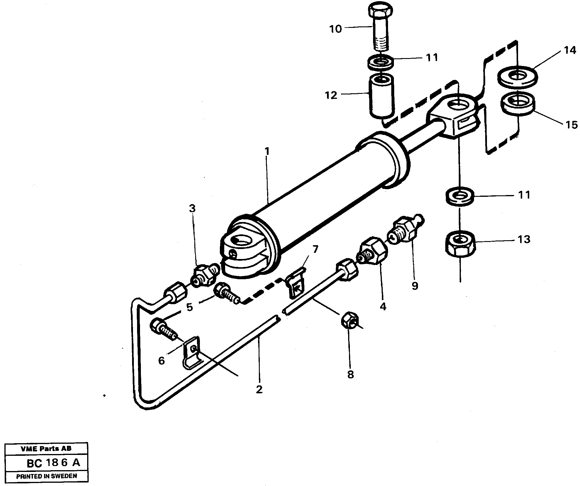 Схема запчастей Volvo A25C - 15245 Steering cylinder with fitting parts A25C VOLVO BM VOLVO BM A25C SER NO - 10256/ - 60911