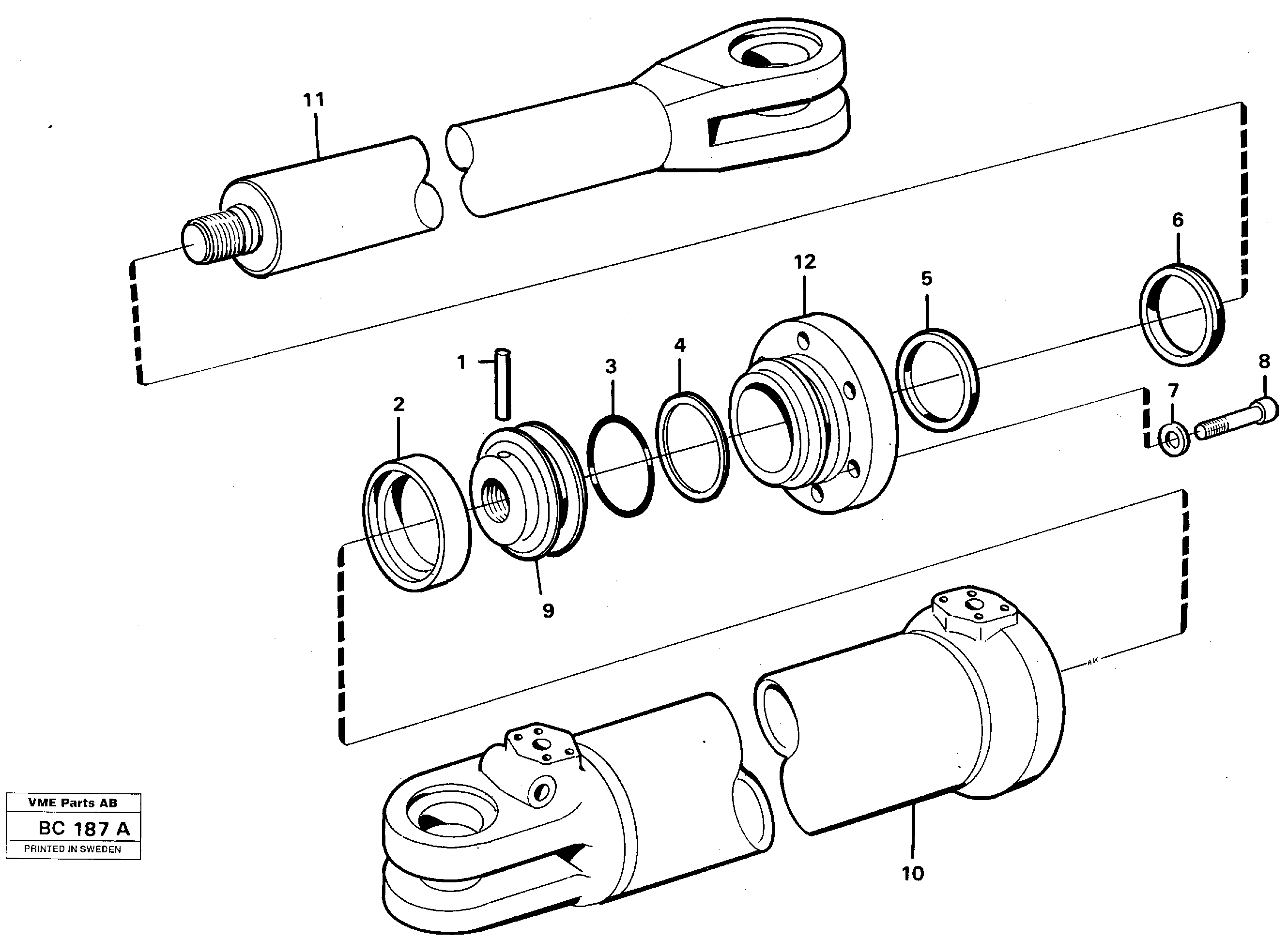Схема запчастей Volvo A25C - 63398 Гидроцилиндр рулевой A25C VOLVO BM VOLVO BM A25C SER NO - 10256/ - 60911