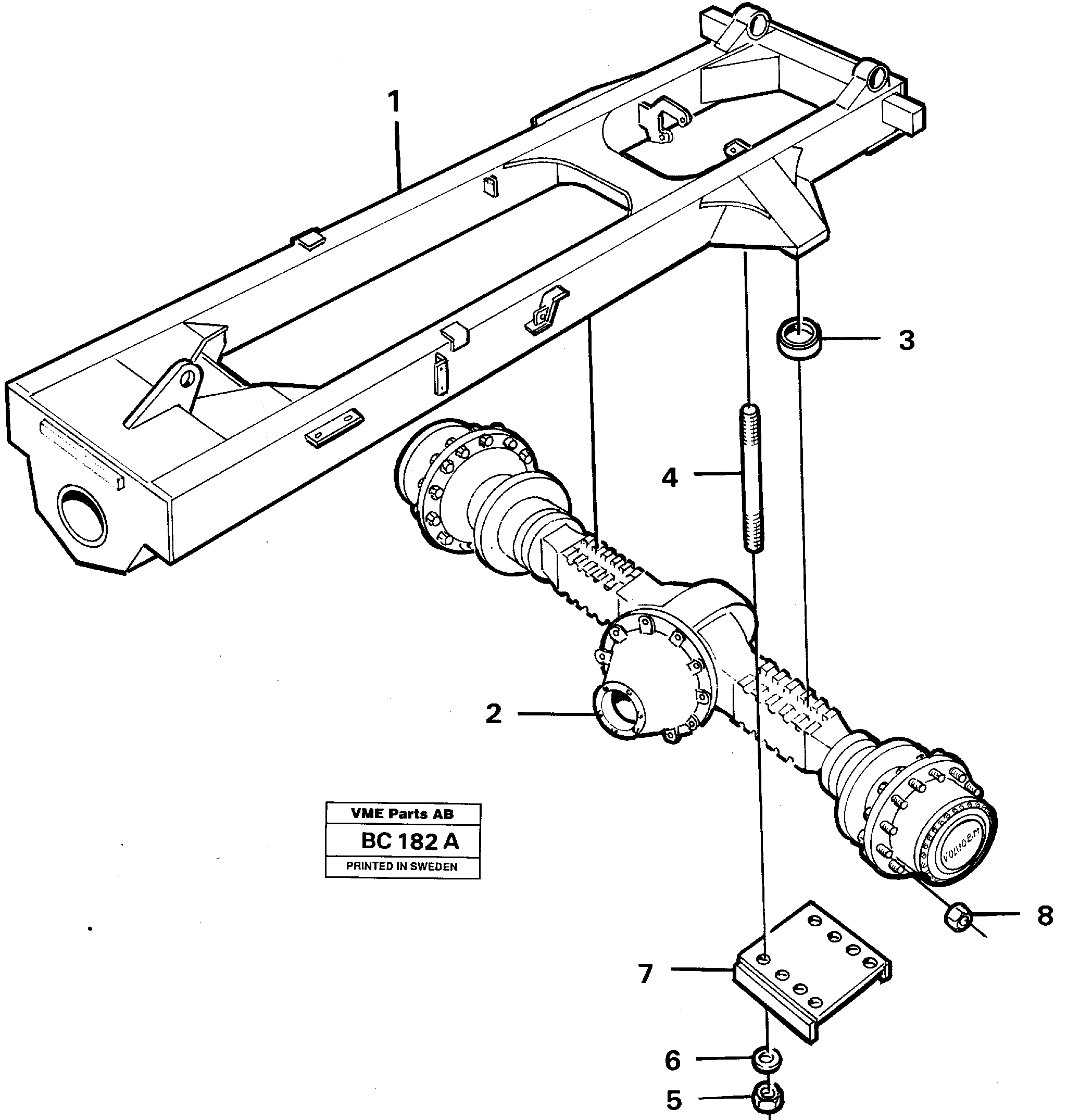Схема запчастей Volvo A25C - 10587 Rear axle suspension 4x4 A25C VOLVO BM VOLVO BM A25C SER NO - 10256/ - 60911