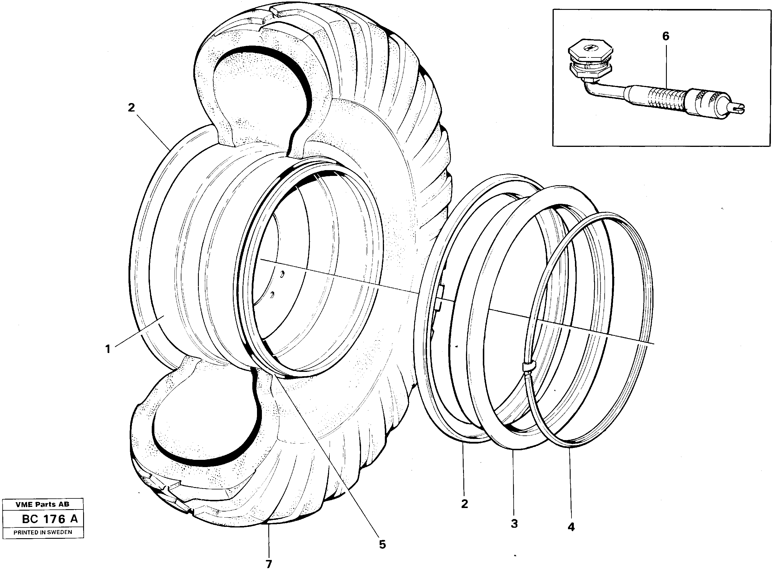 Схема запчастей Volvo A25C - 96963 Wheel 23,5/25 A25C VOLVO BM VOLVO BM A25C SER NO - 10256/ - 60911