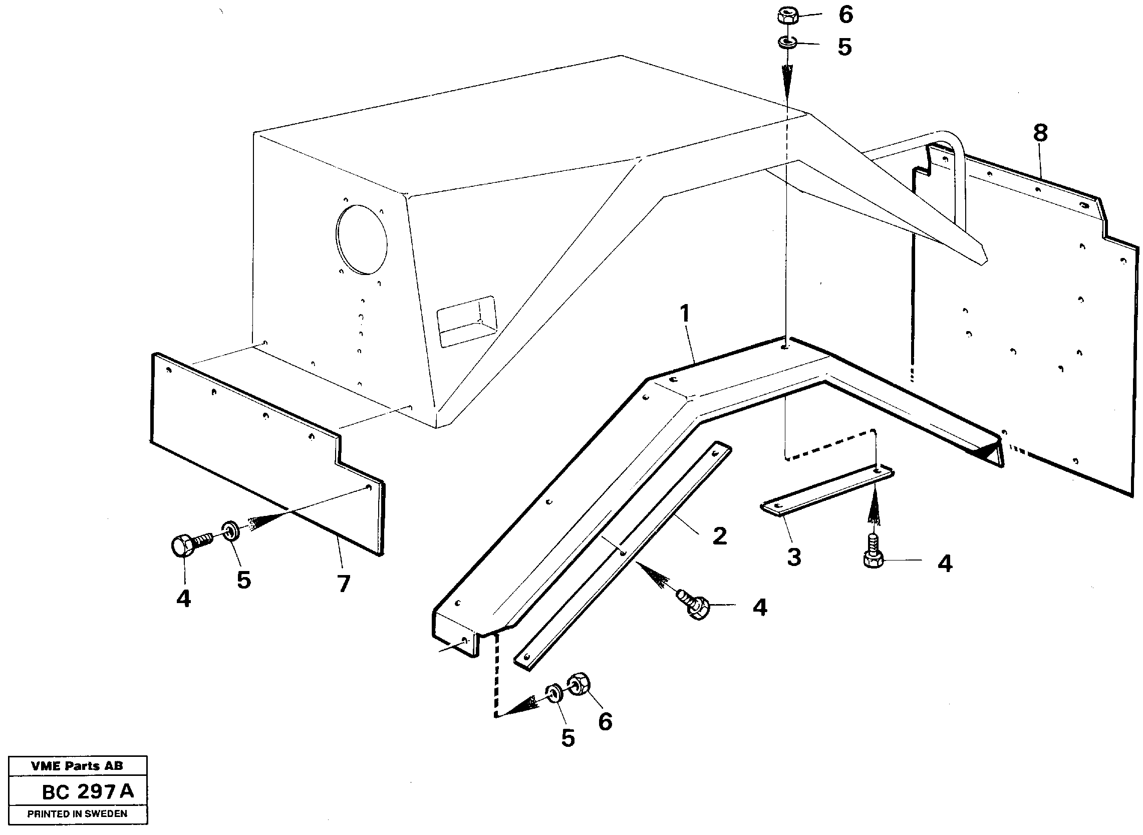 Схема запчастей Volvo A25C - 88433 Broader mudguards 2,7 m A25C VOLVO BM VOLVO BM A25C SER NO - 10256/ - 60911