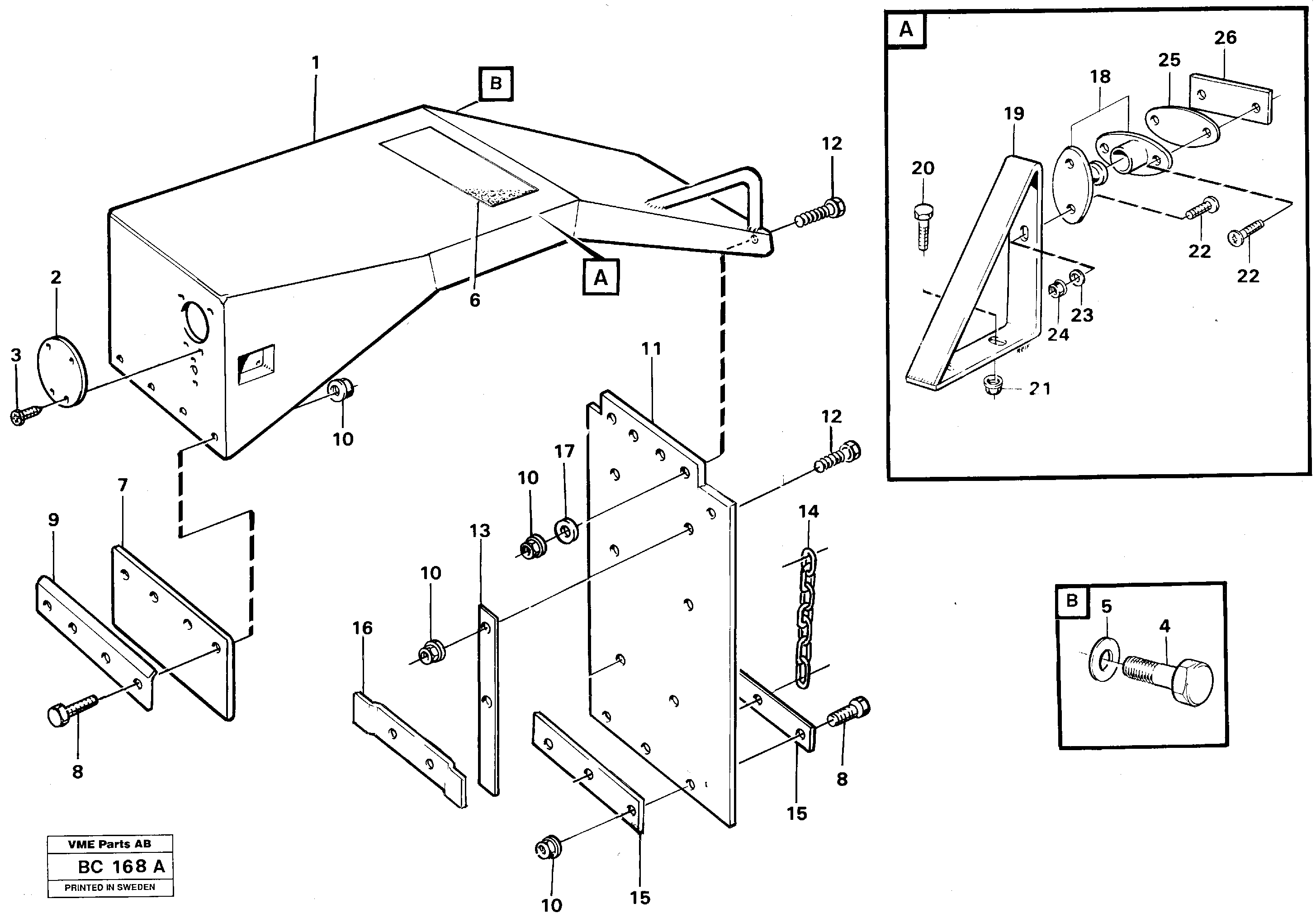 Схема запчастей Volvo A25C - 88962 Mudguards and splash guard A25C VOLVO BM VOLVO BM A25C SER NO - 10256/ - 60911