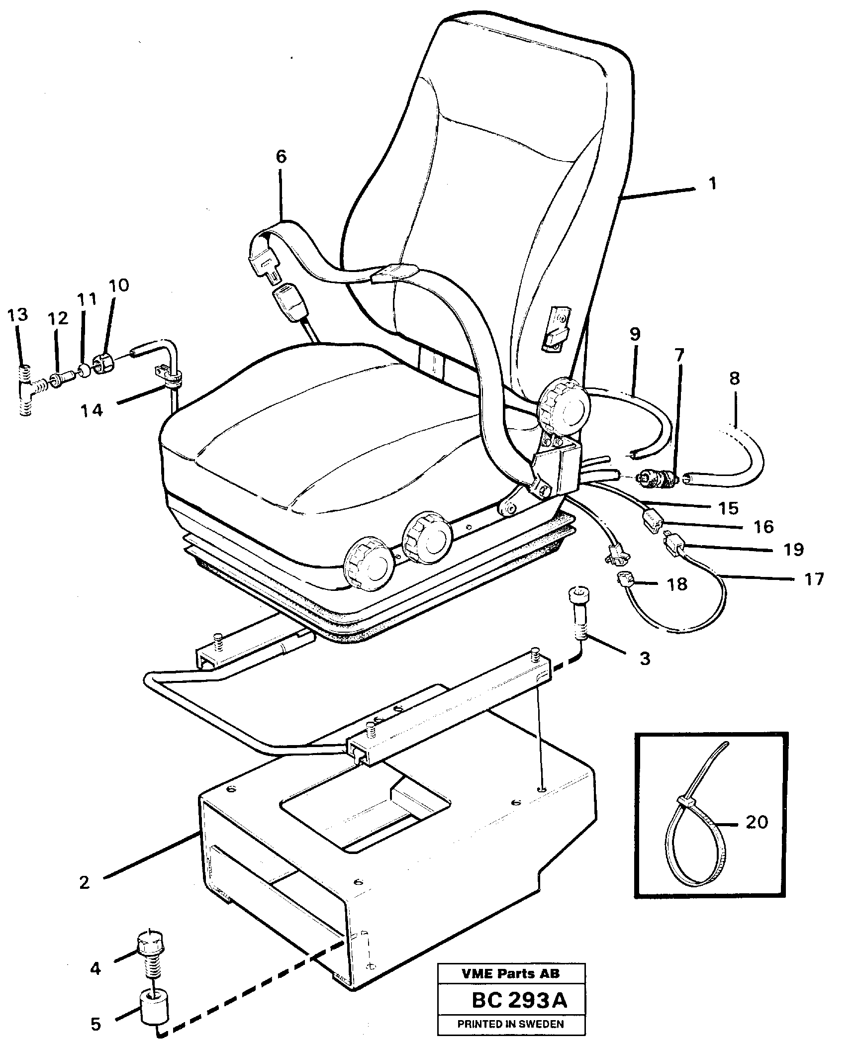 Схема запчастей Volvo A25C - 25535 Operators seat, heated, air suspensioned A25C VOLVO BM VOLVO BM A25C SER NO - 10256/ - 60911