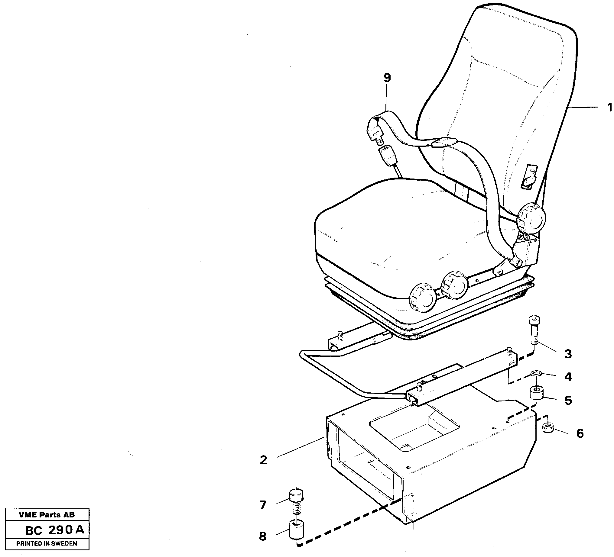 Схема запчастей Volvo A25C - 86999 Operator seat with fitting parts A25C VOLVO BM VOLVO BM A25C SER NO - 10256/ - 60911