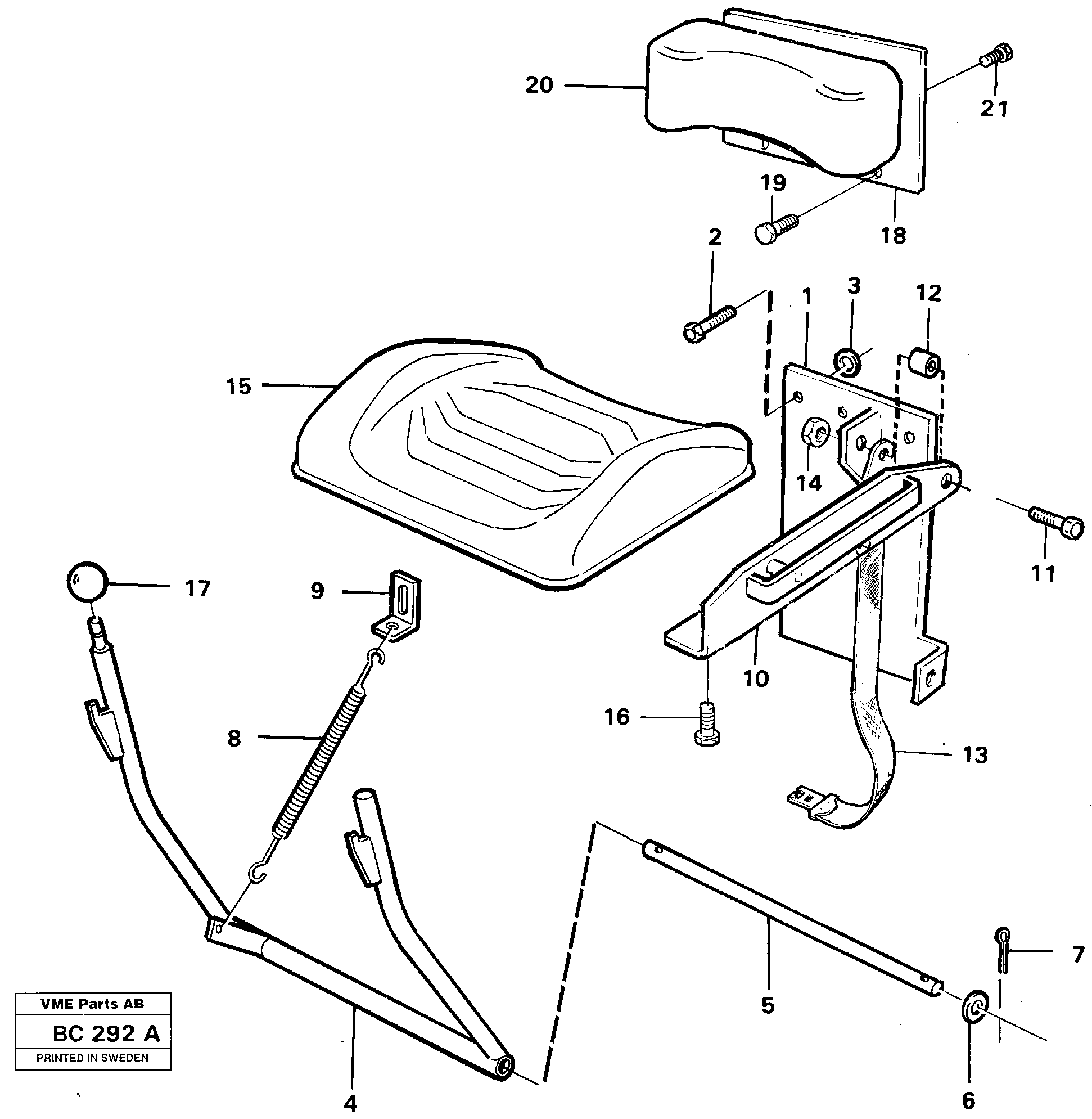 Схема запчастей Volvo A25C - 25538 Folding seat A25C VOLVO BM VOLVO BM A25C SER NO - 10256/ - 60911