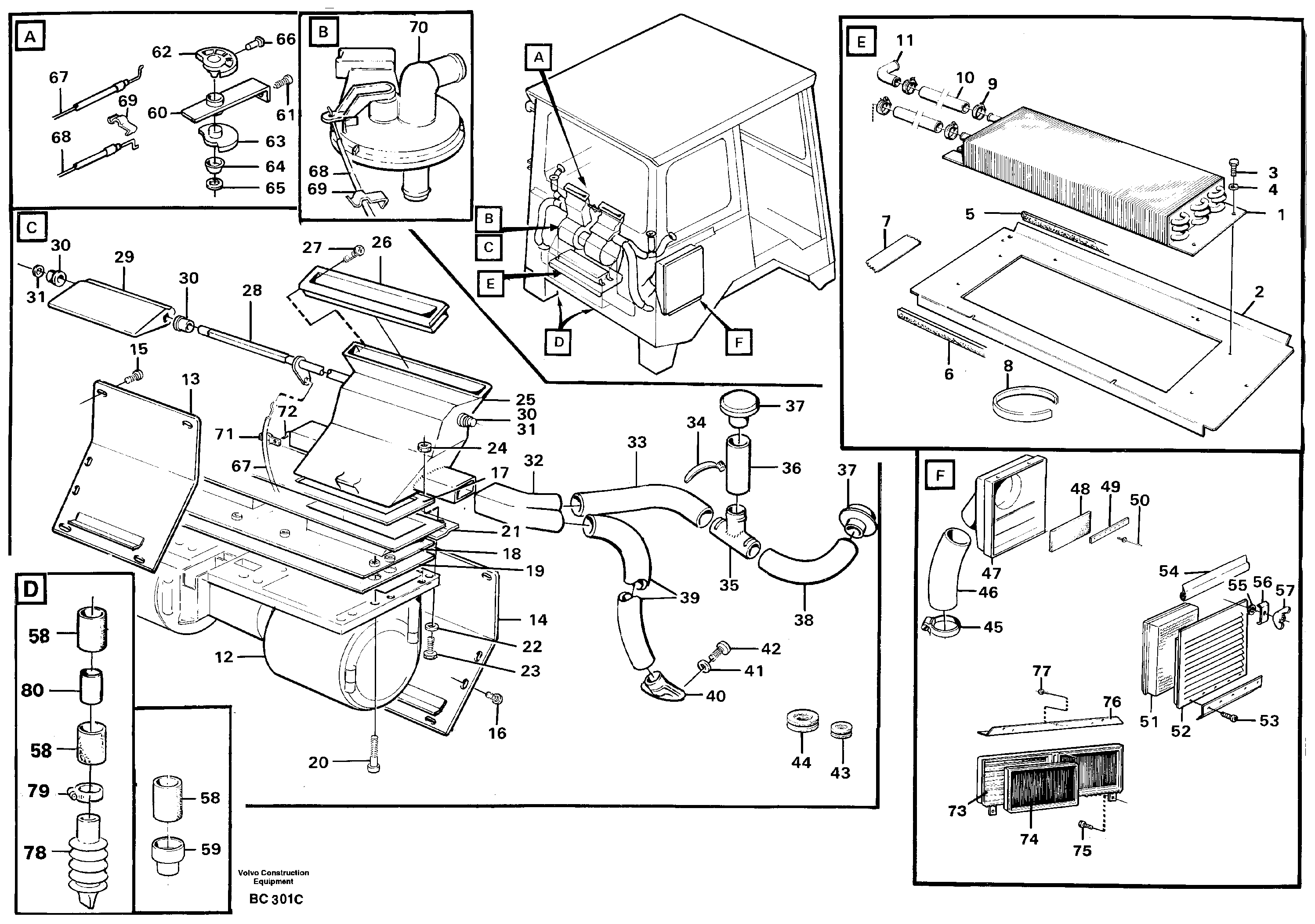 Схема запчастей Volvo A25C - 90216 Cab ventilation A25C VOLVO BM VOLVO BM A25C SER NO - 10256/ - 60911