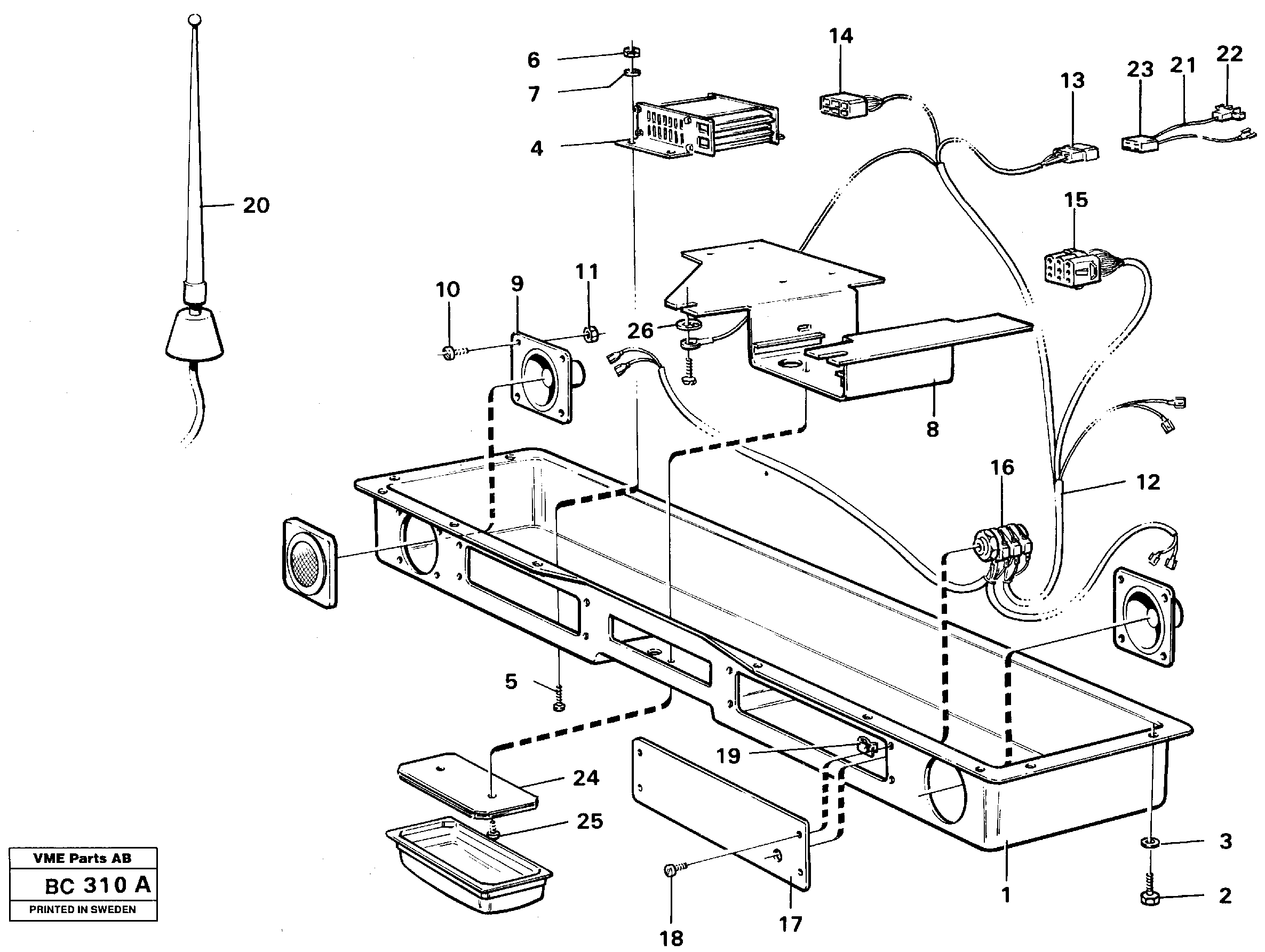 Схема запчастей Volvo A25C - 13134 Radio panel A25C VOLVO BM VOLVO BM A25C SER NO - 10256/ - 60911