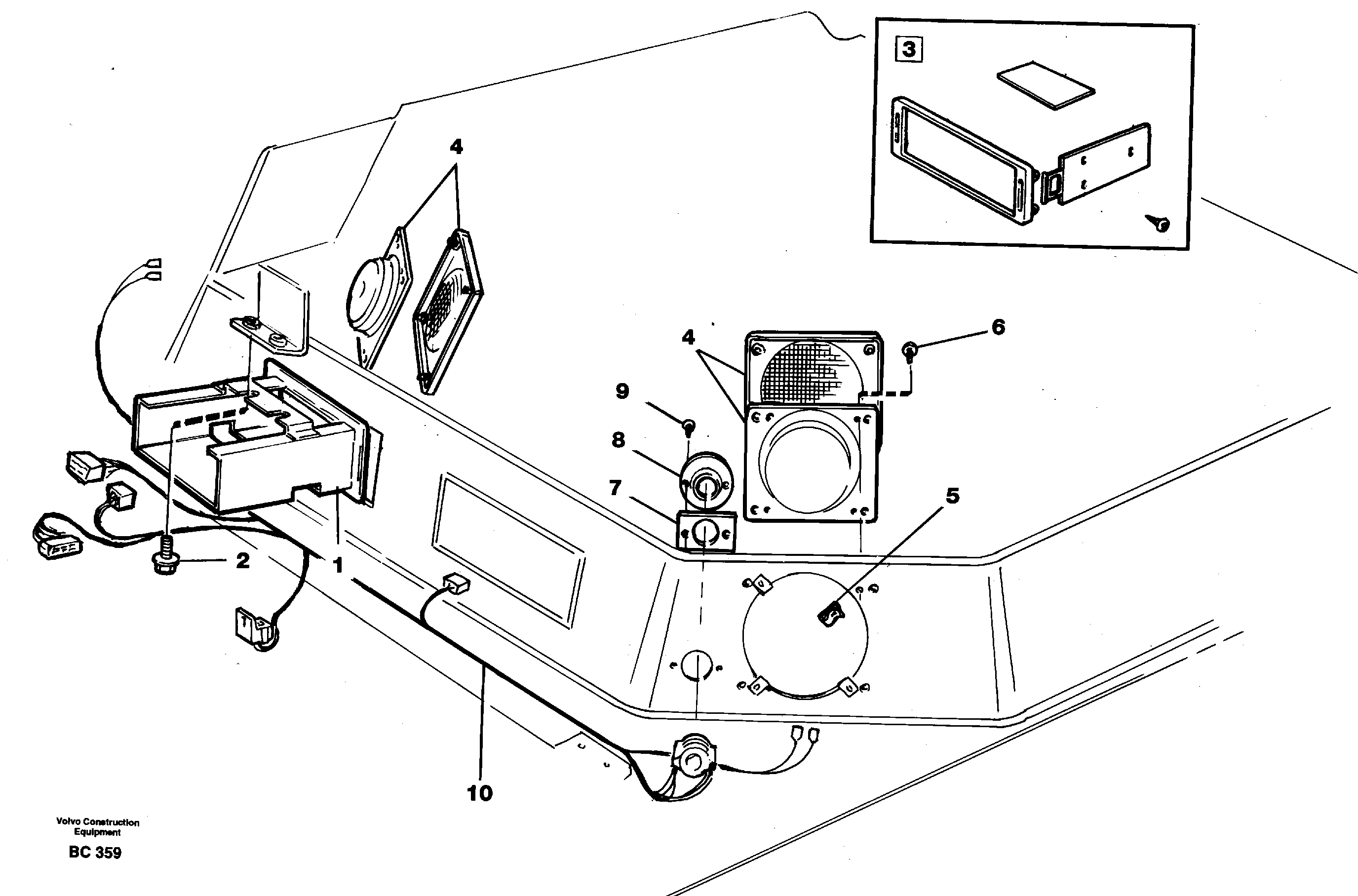Схема запчастей Volvo A25C - 28553 Radio bracket A25C VOLVO BM VOLVO BM A25C SER NO - 10256/ - 60911
