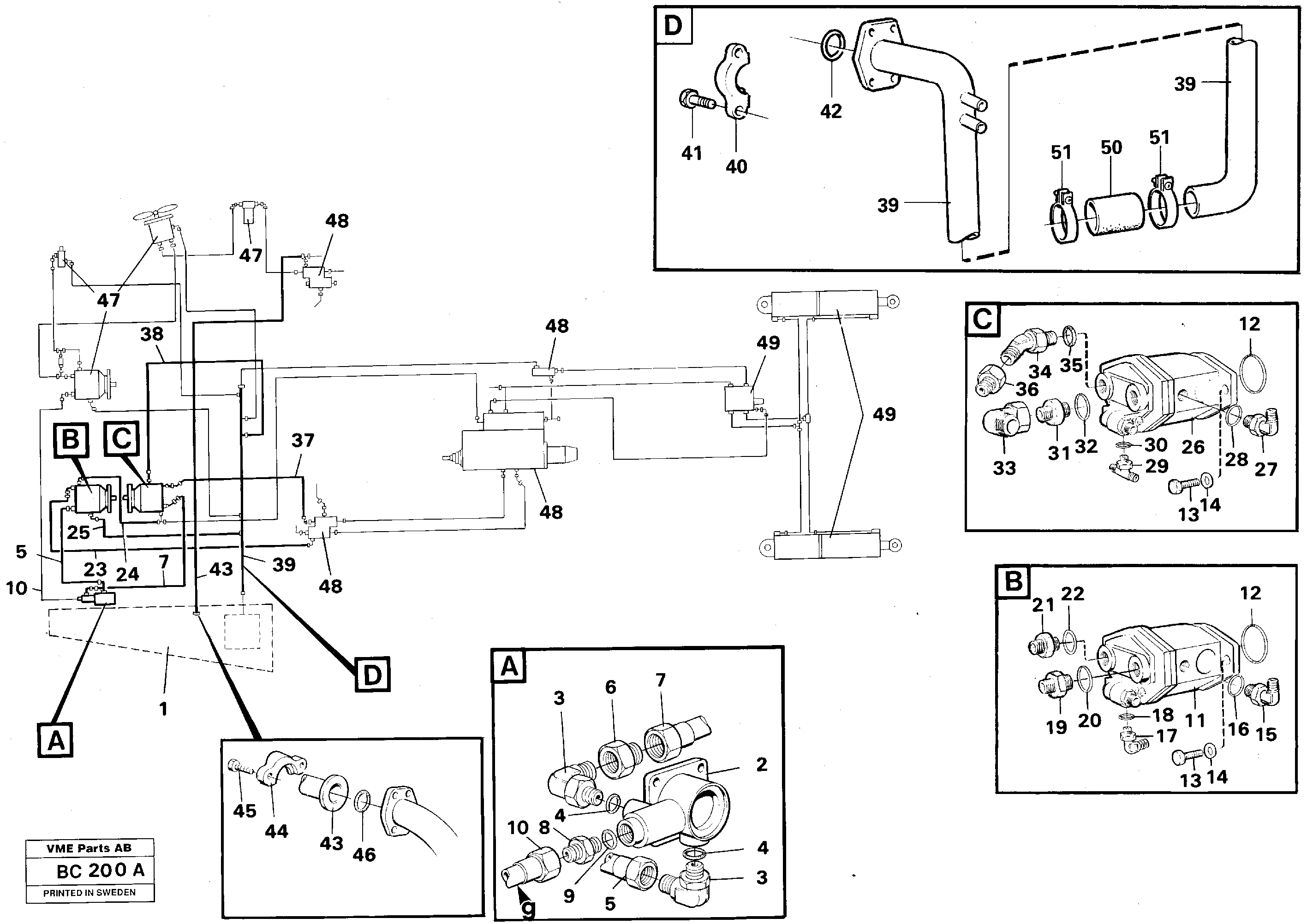 Схема запчастей Volvo A25C - 71094 Гидравлическая система A25C VOLVO BM VOLVO BM A25C SER NO - 10256/ - 60911