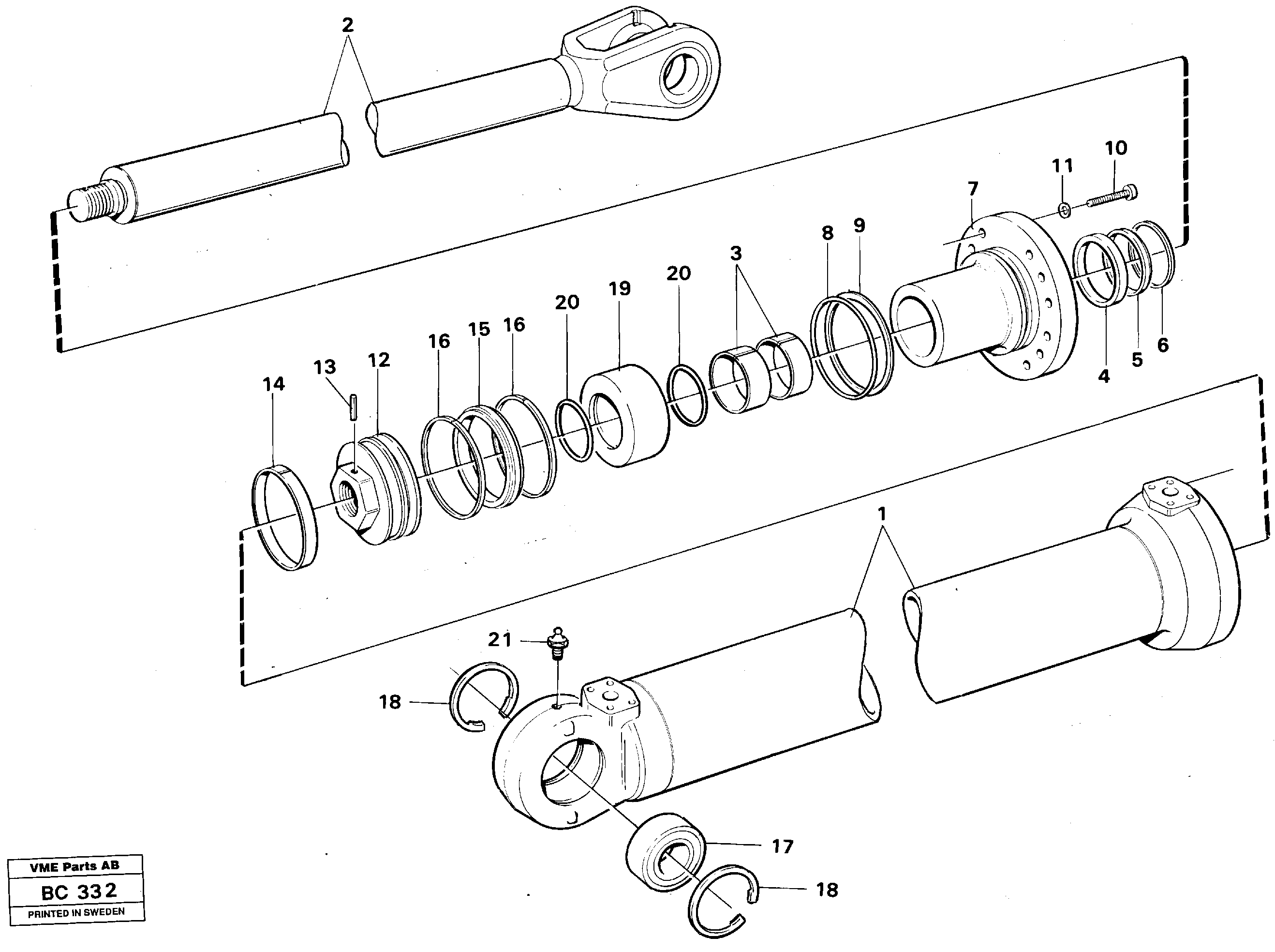 Схема запчастей Volvo A25C - 10824 Tipping cylinder 4 x 4 A25C VOLVO BM VOLVO BM A25C SER NO - 10256/ - 60911
