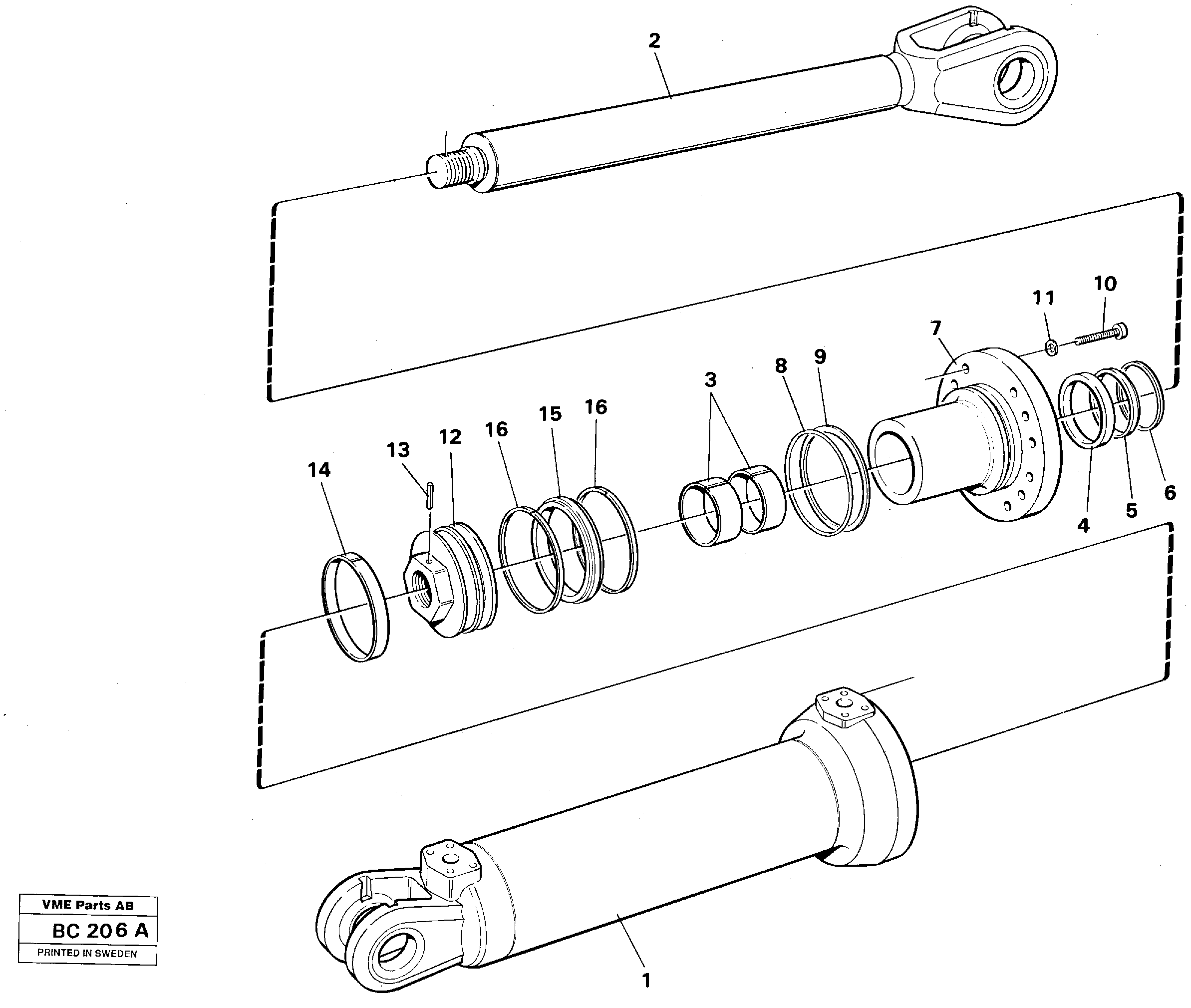 Схема запчастей Volvo A25C - 10825 Hydraulic tipping cylinder 6x6 A25C VOLVO BM VOLVO BM A25C SER NO - 10256/ - 60911