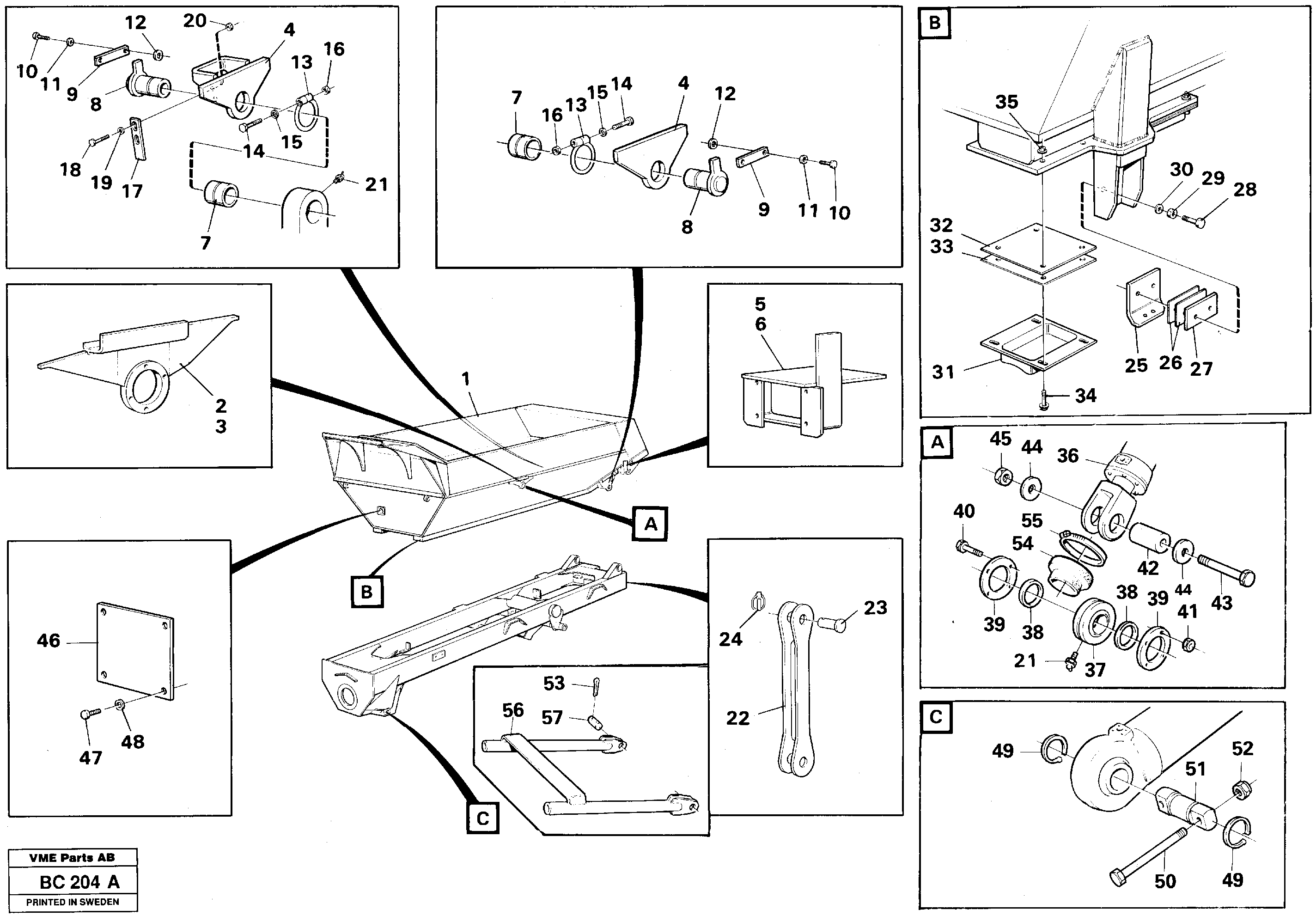Схема запчастей Volvo A25C - 84789 Dumper body with fitting parts A25C VOLVO BM VOLVO BM A25C SER NO - 10256/ - 60911