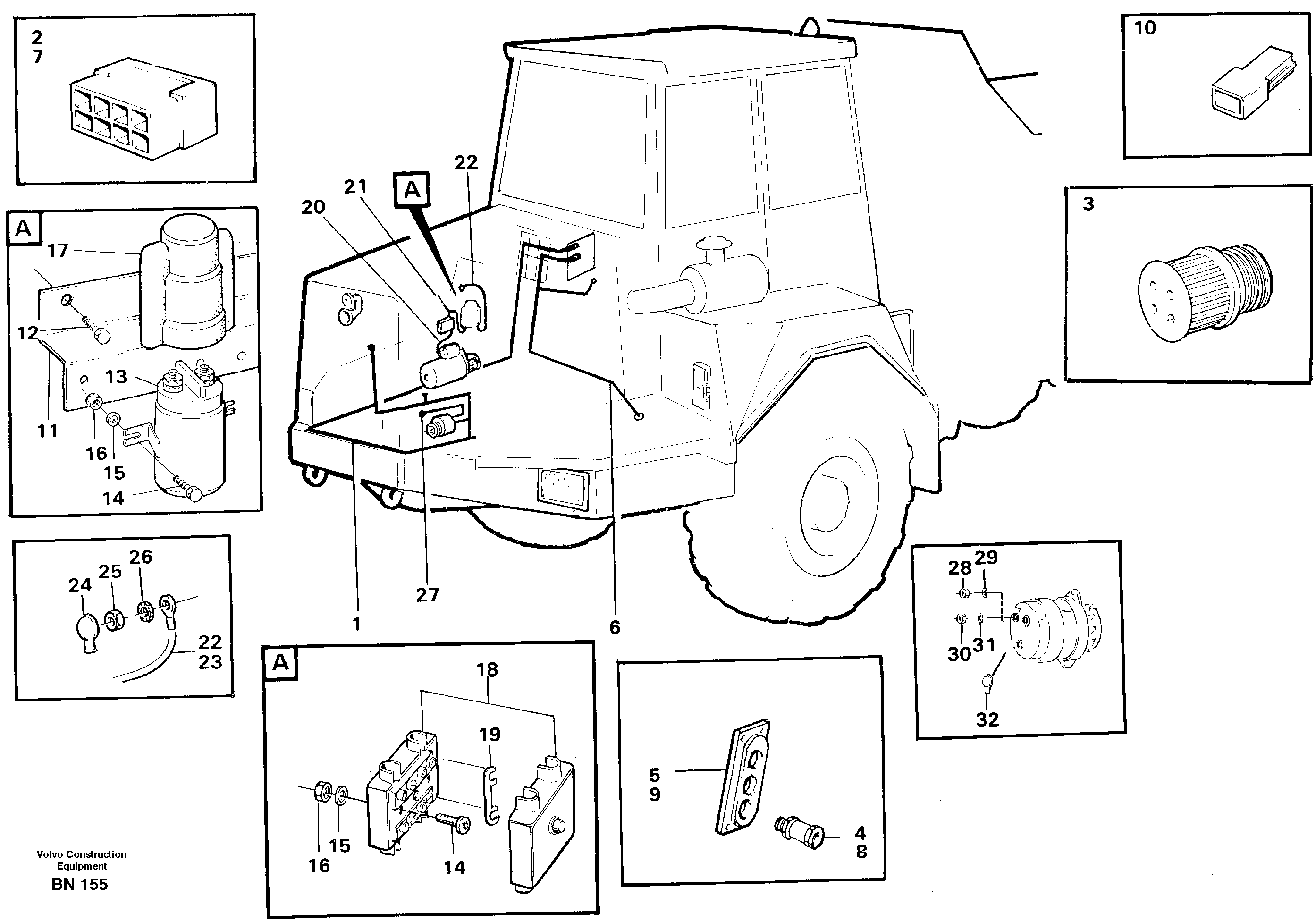 Схема запчастей Volvo A25C - 36378 Cable harnesses, front A25C