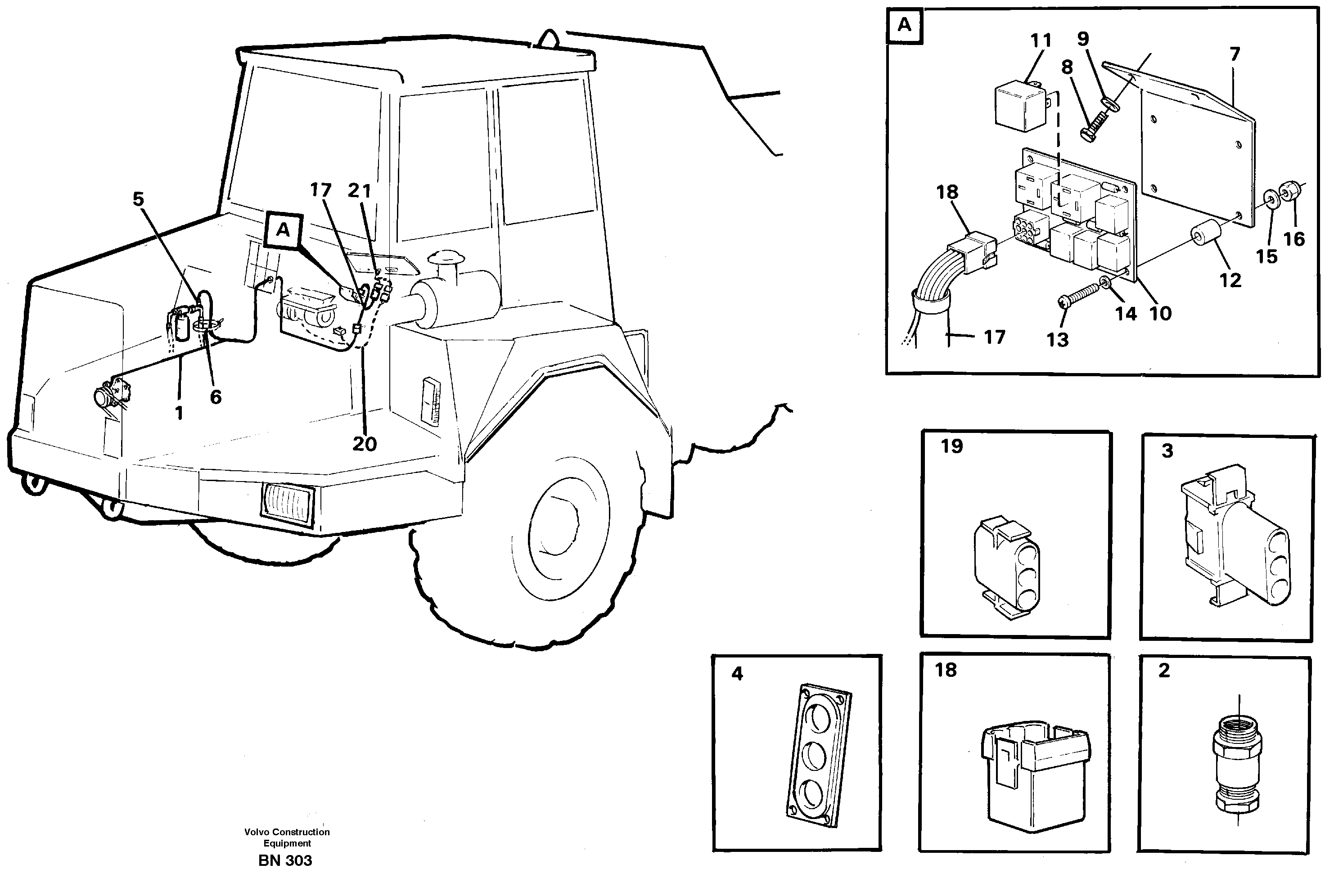 Схема запчастей Volvo A25C - 36380 Cable harness, air conditioning A25C
