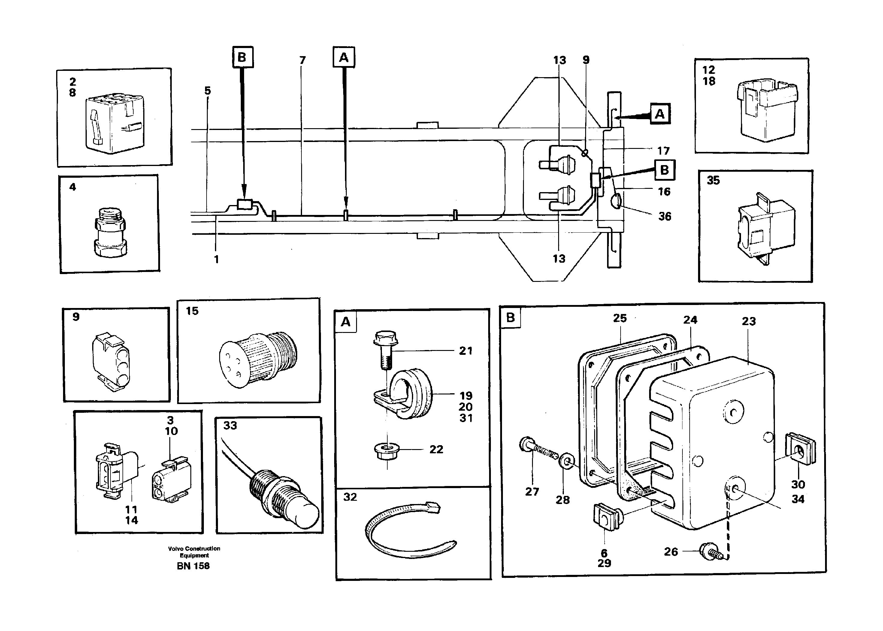 Схема запчастей Volvo A25C - 36383 Cable harnesses, rear A25C