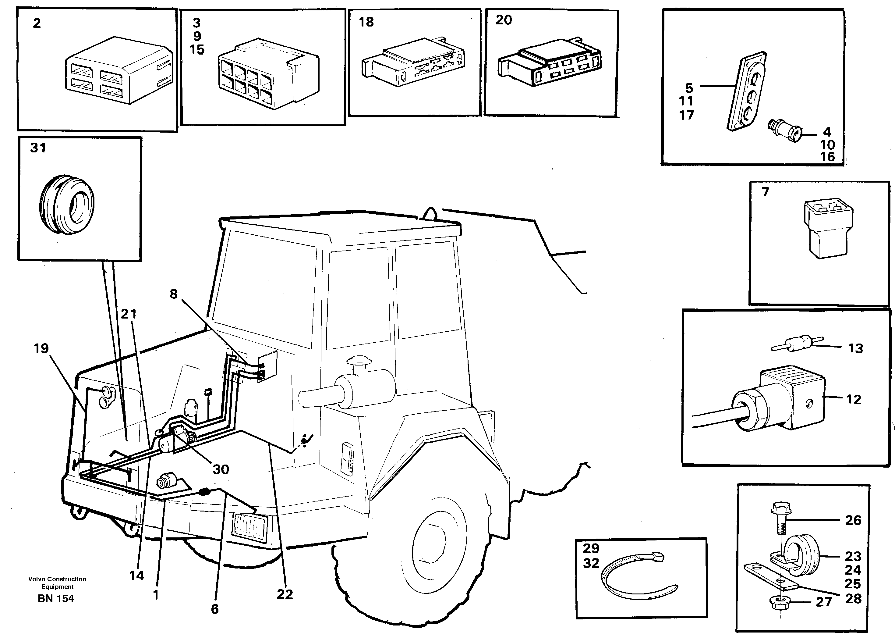 Схема запчастей Volvo A25C - 55138 Cable harnesses, front A25C