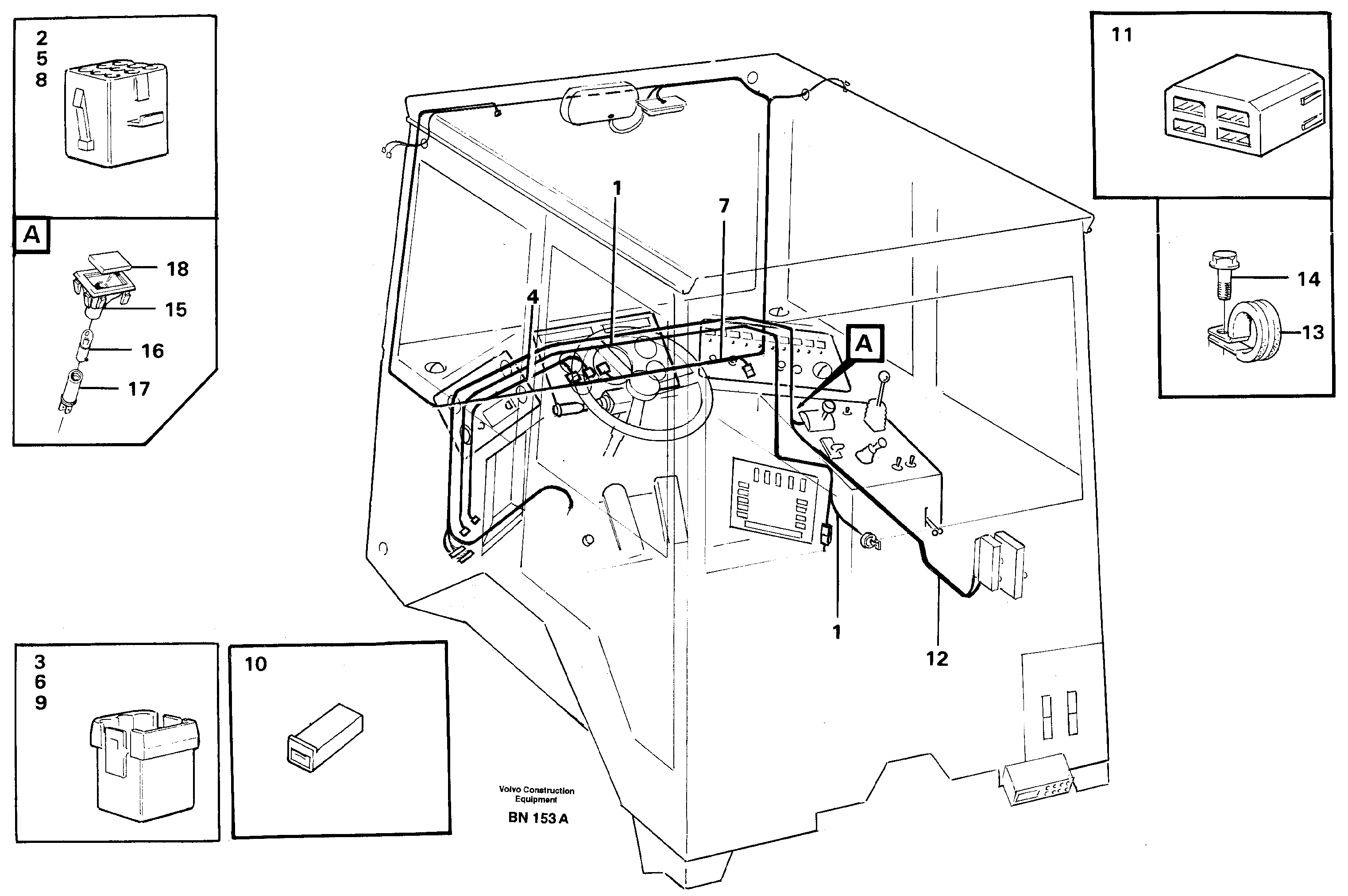 Схема запчастей Volvo A25C - 63958 Cable harnesses, cab A25C