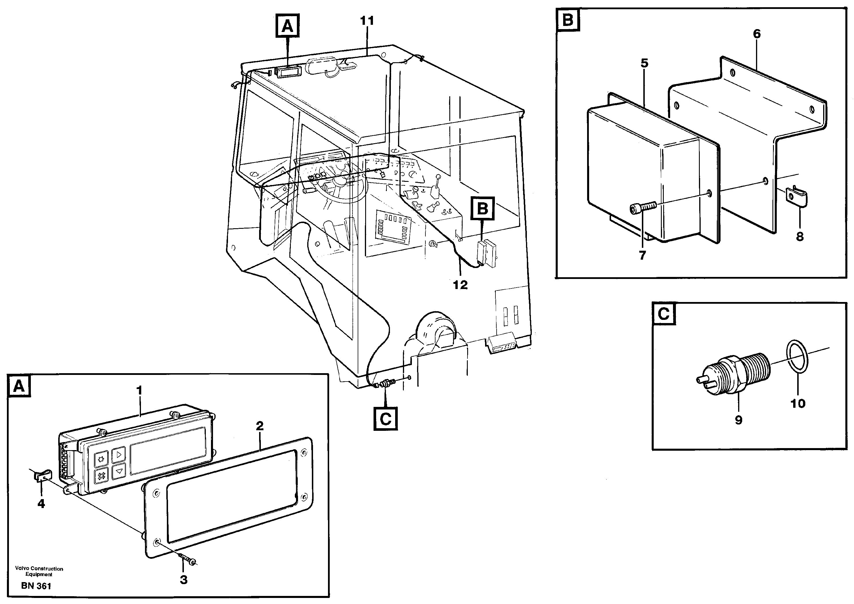 Схема запчастей Volvo A25C - 72994 Display panel A25C