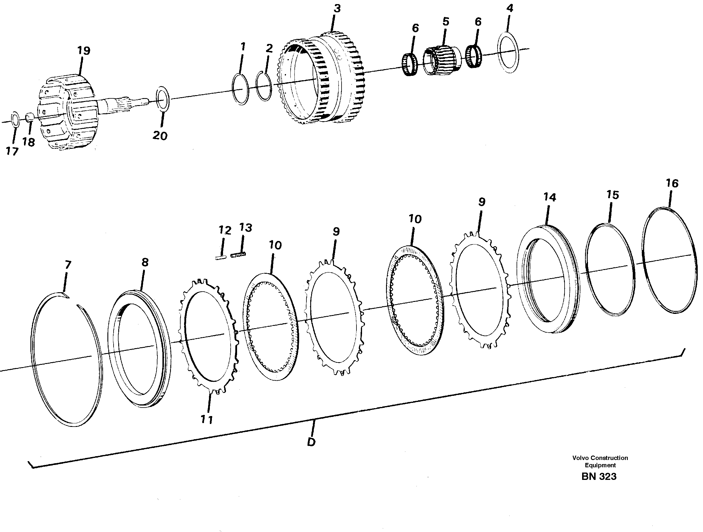 Схема запчастей Volvo A25C - 34682 Clutch and brake, D A25C