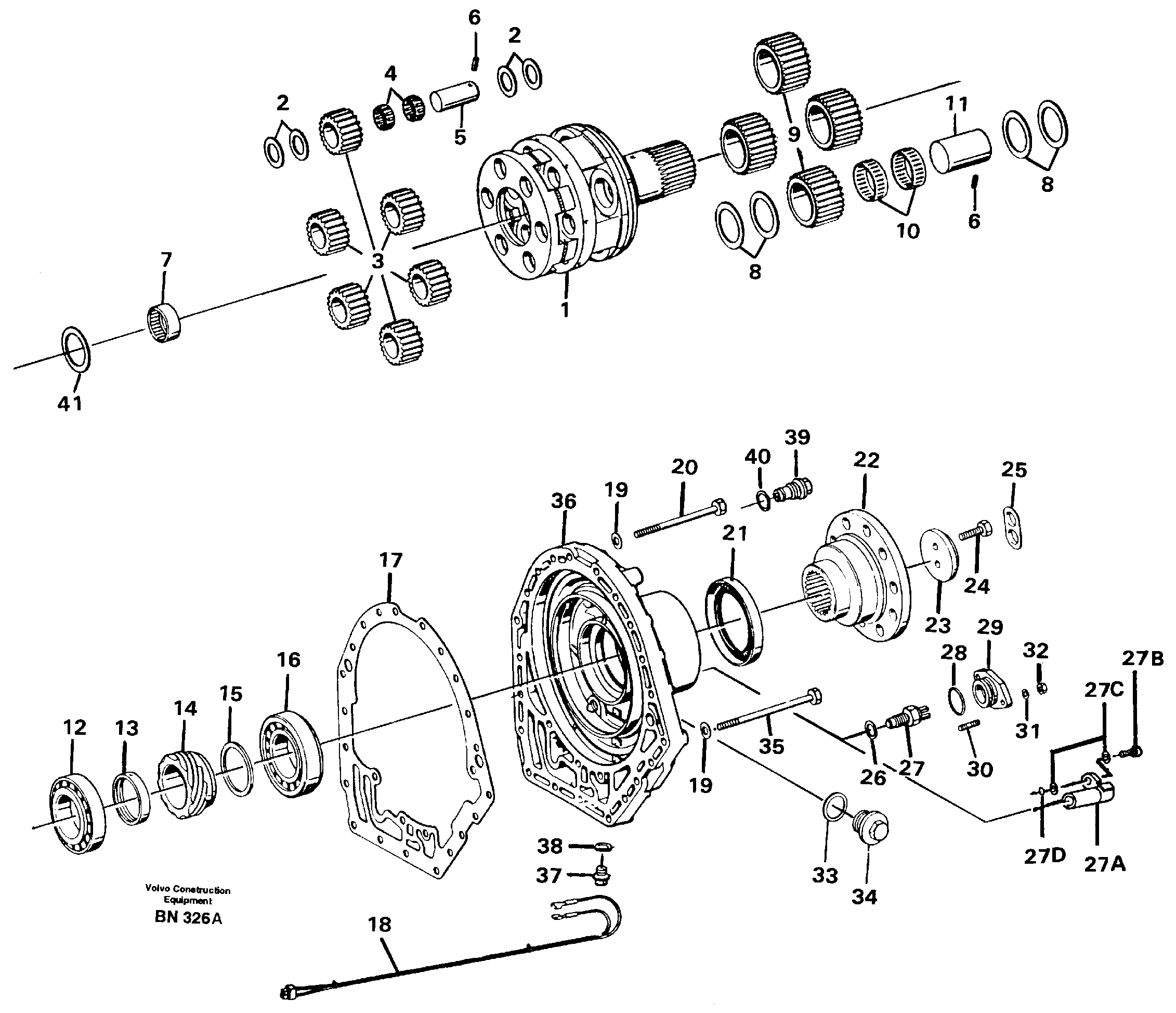 Схема запчастей Volvo A25C - 34694 Output gear A25C
