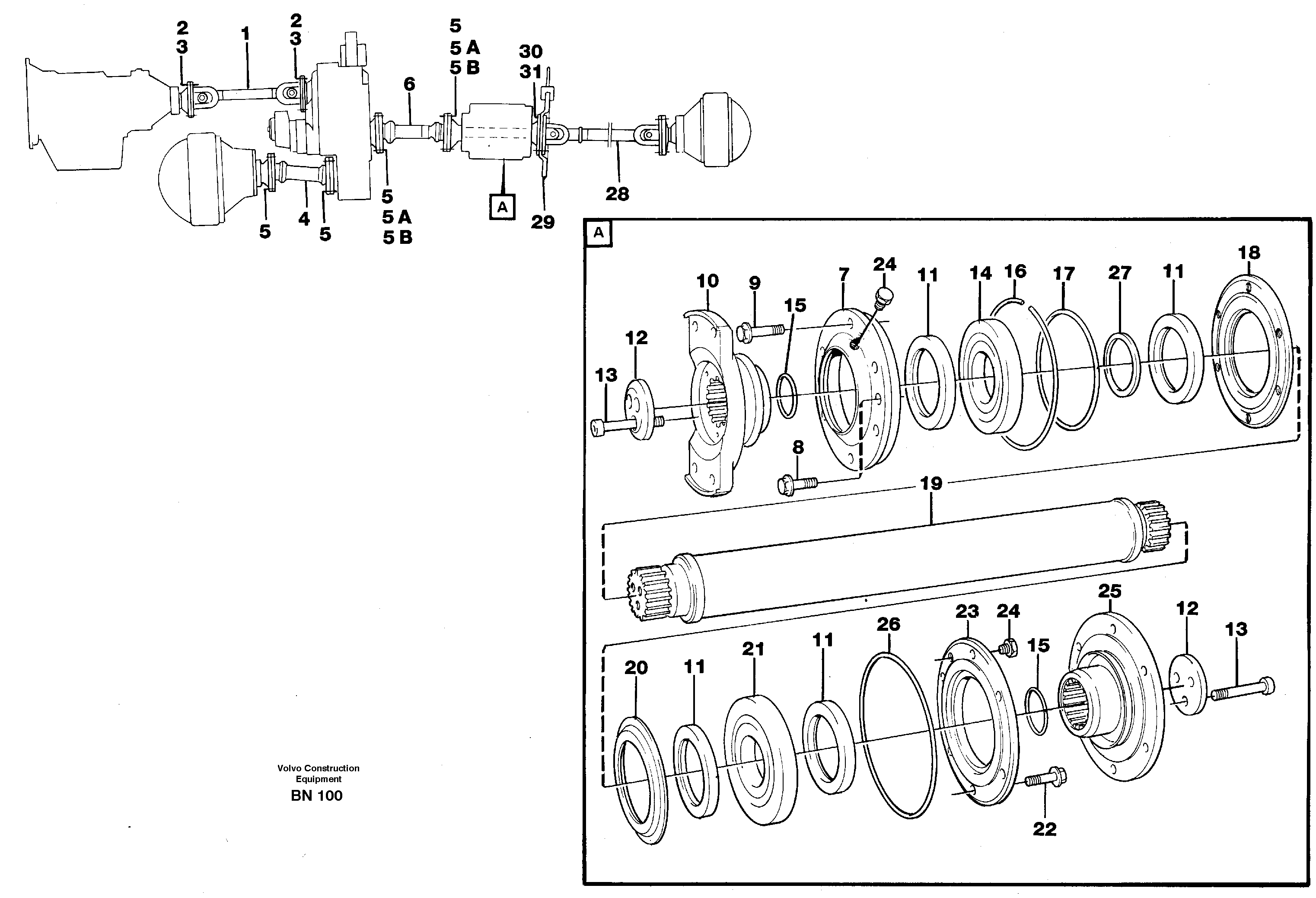 Схема запчастей Volvo A25C - 56076 Power shafts A25C