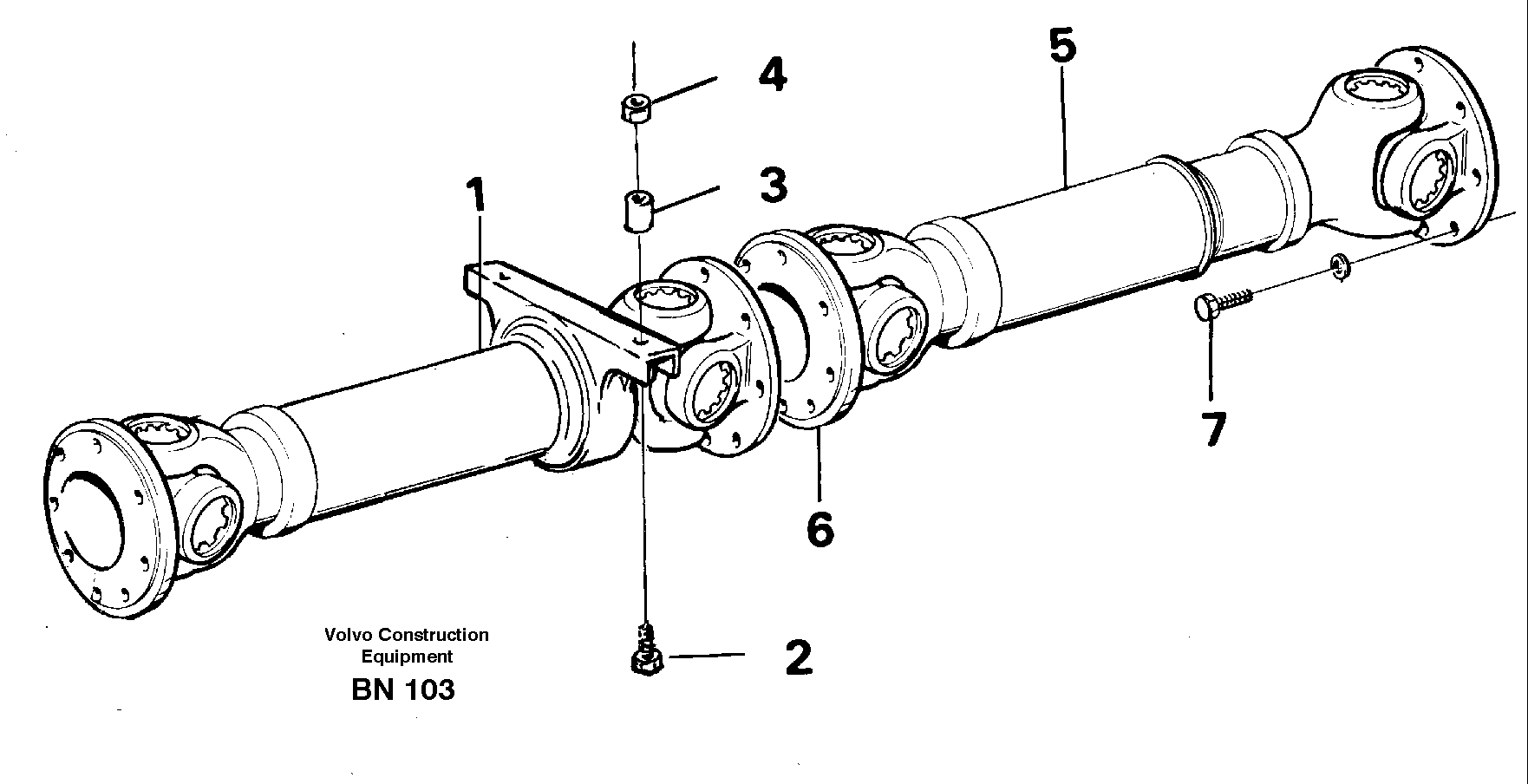 Схема запчастей Volvo A25C - 21345 Propeller shaft 4 x 4 A25C