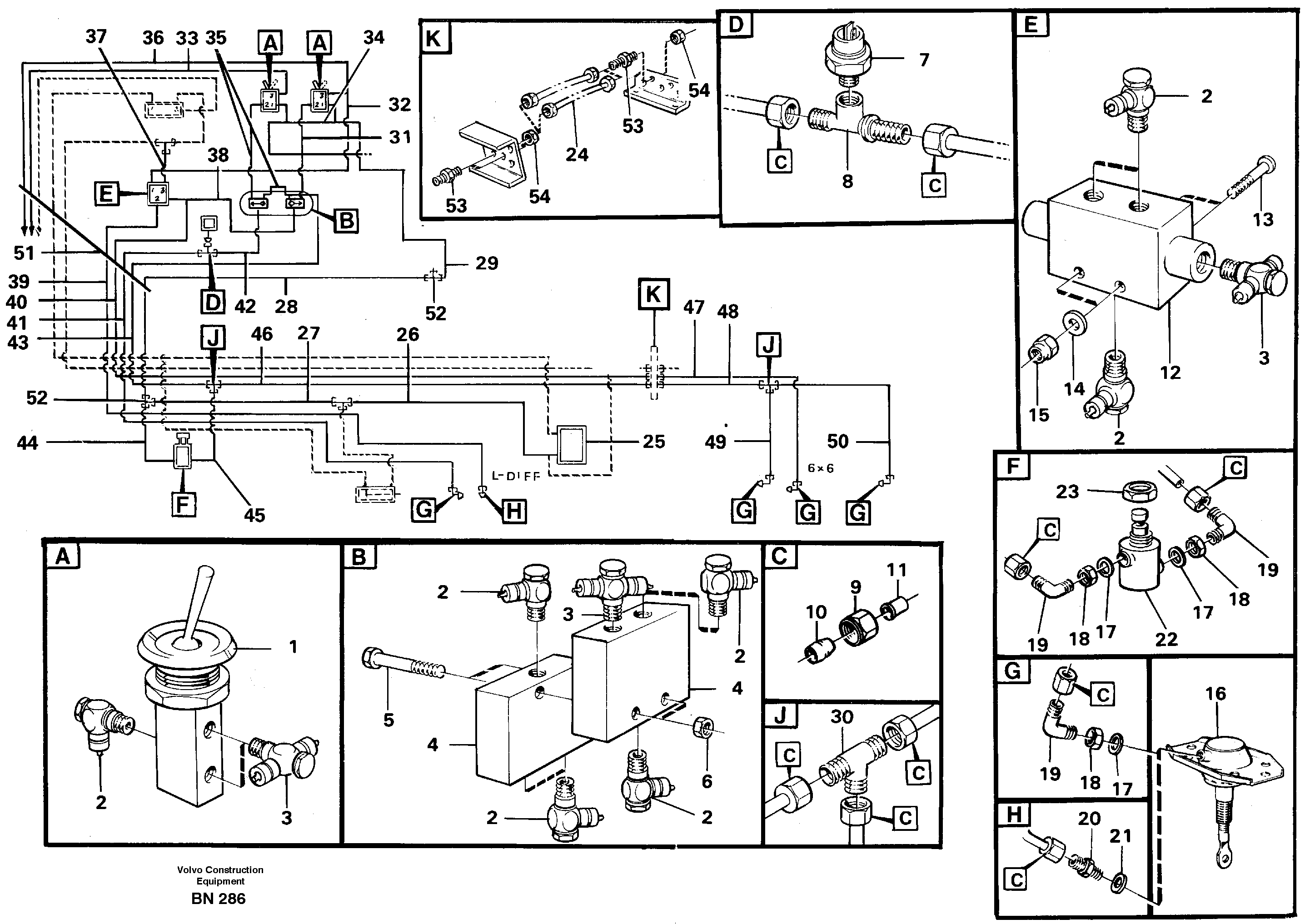 Схема запчастей Volvo A25C - 16595 Comp. air controls, diff.contr.shuttle valve A25C