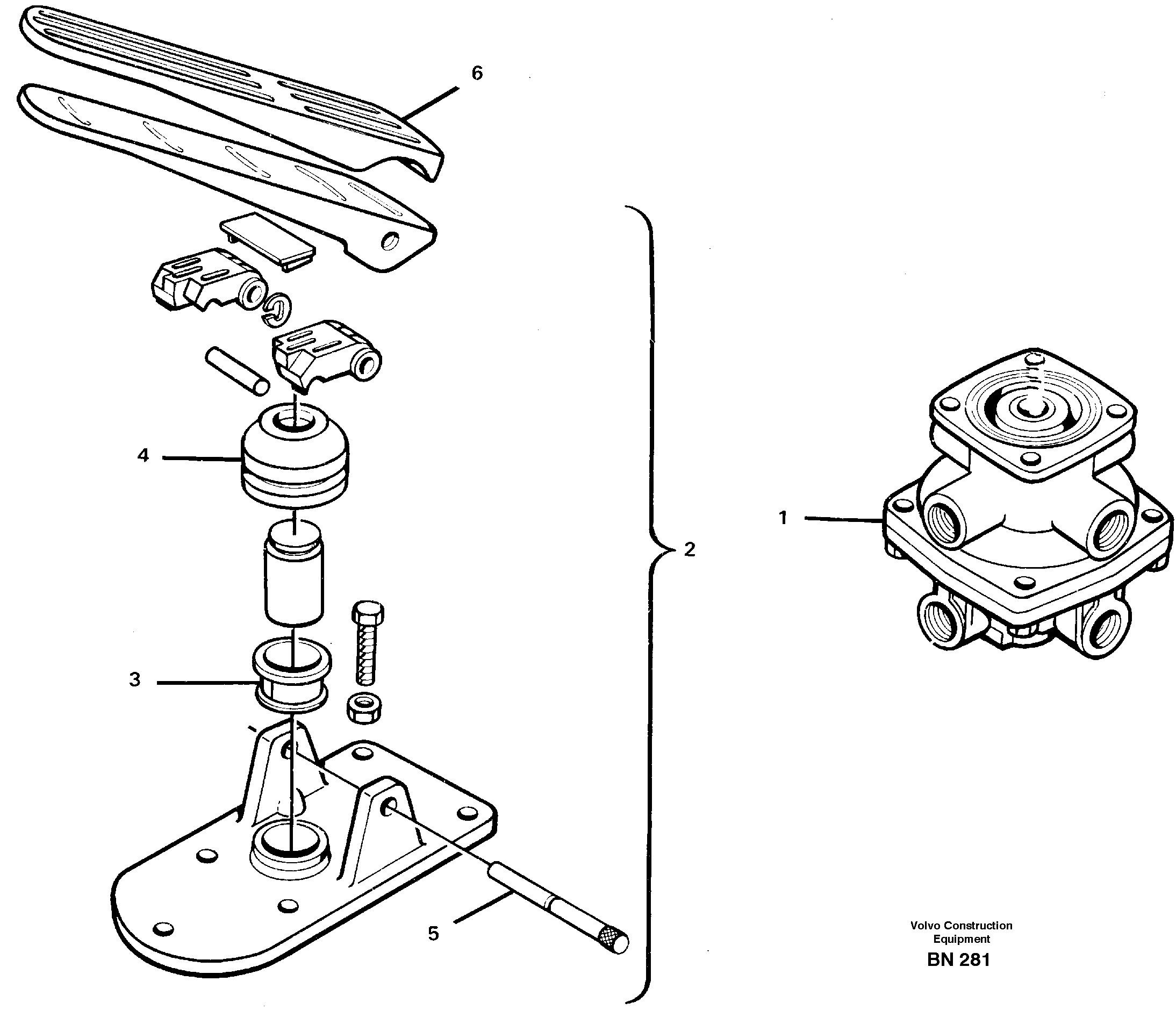 Схема запчастей Volvo A25C - 24026 Footbrake valve A25C