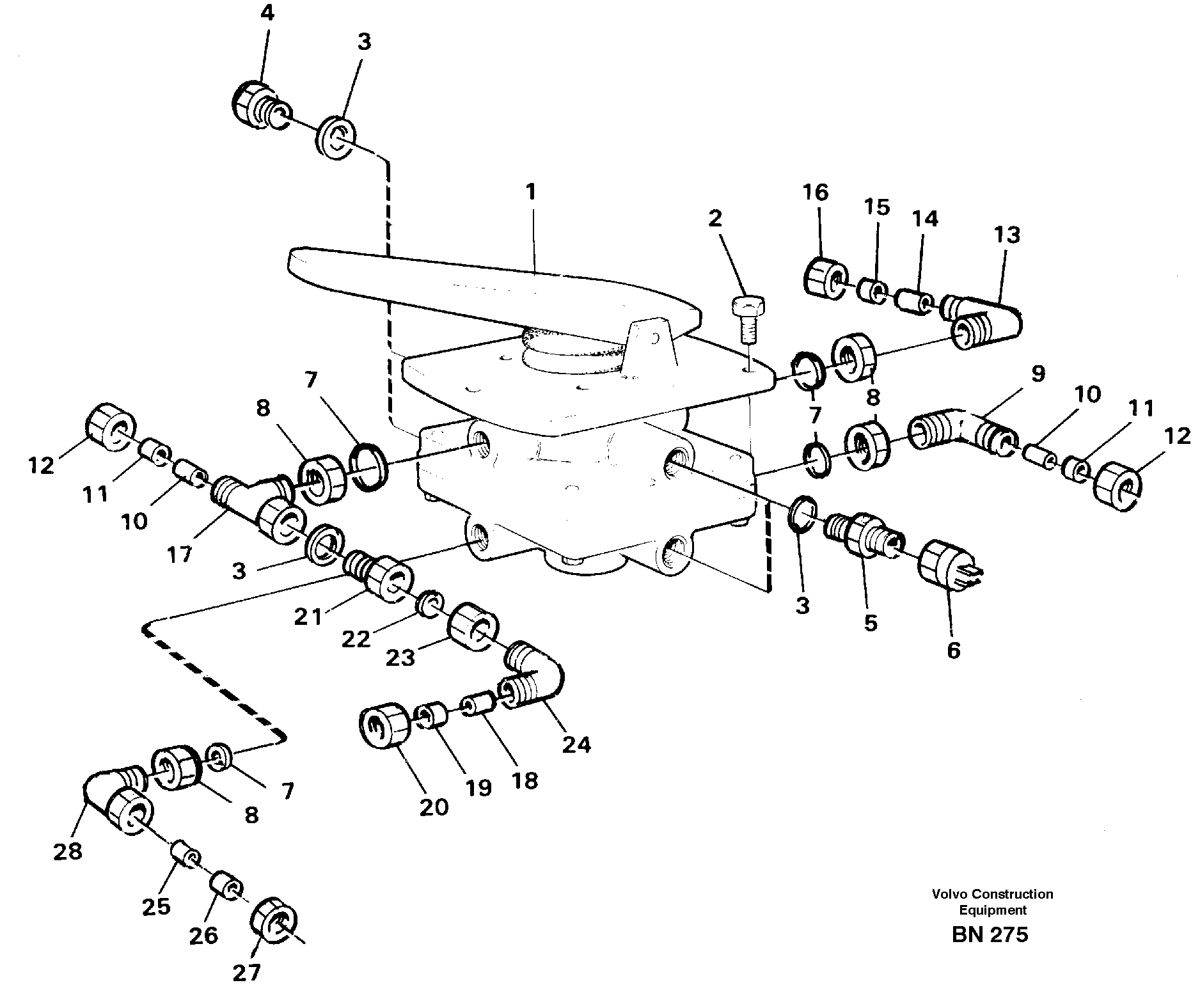 Схема запчастей Volvo A25C - 64289 Footbrake valve with mountings A25C