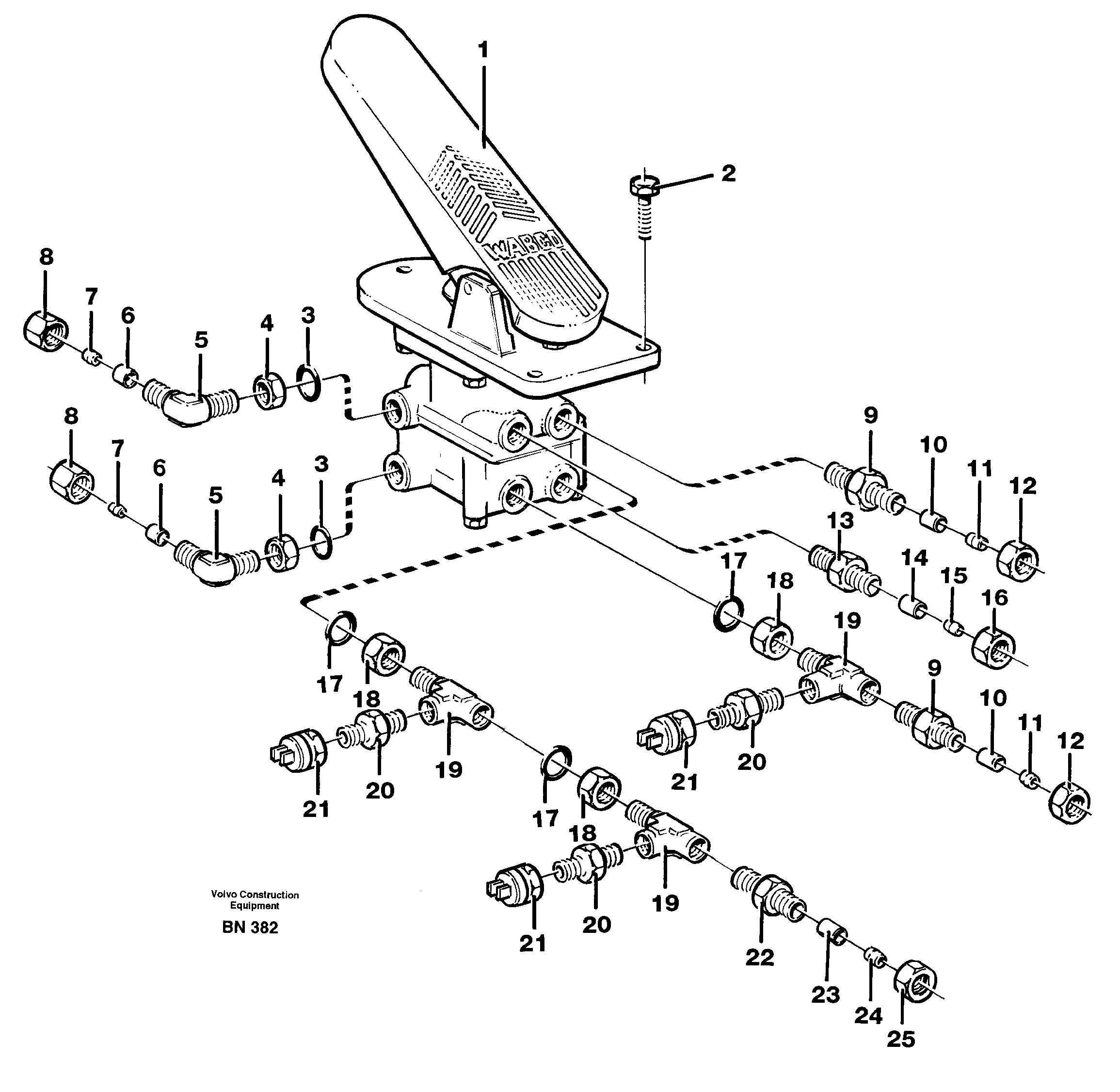 Схема запчастей Volvo A25C - 64290 Footbrake valve with mountings A25C