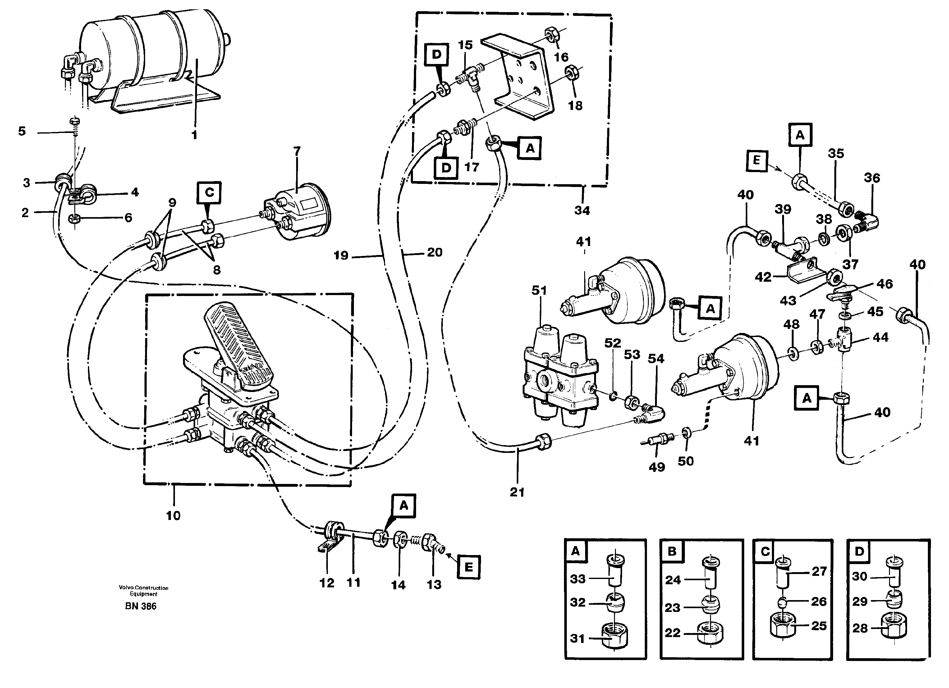 Схема запчастей Volvo A25C - 64292 Brake system tractor A25C