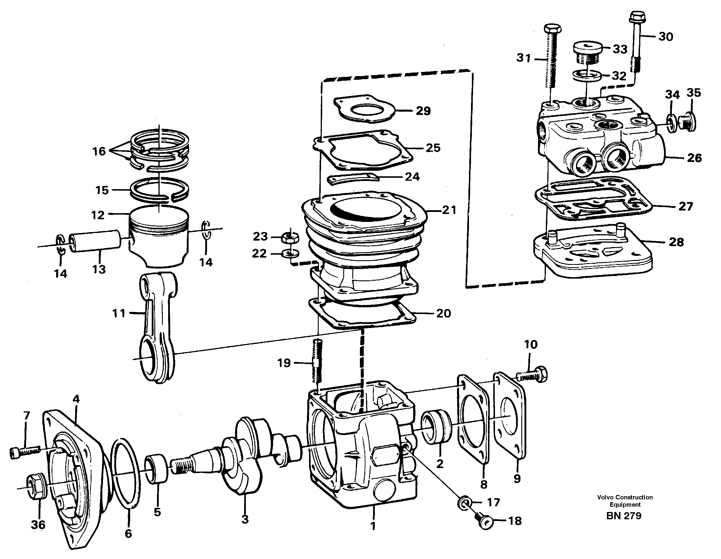 Схема запчастей Volvo A25C - 23452 Air compressor A25C