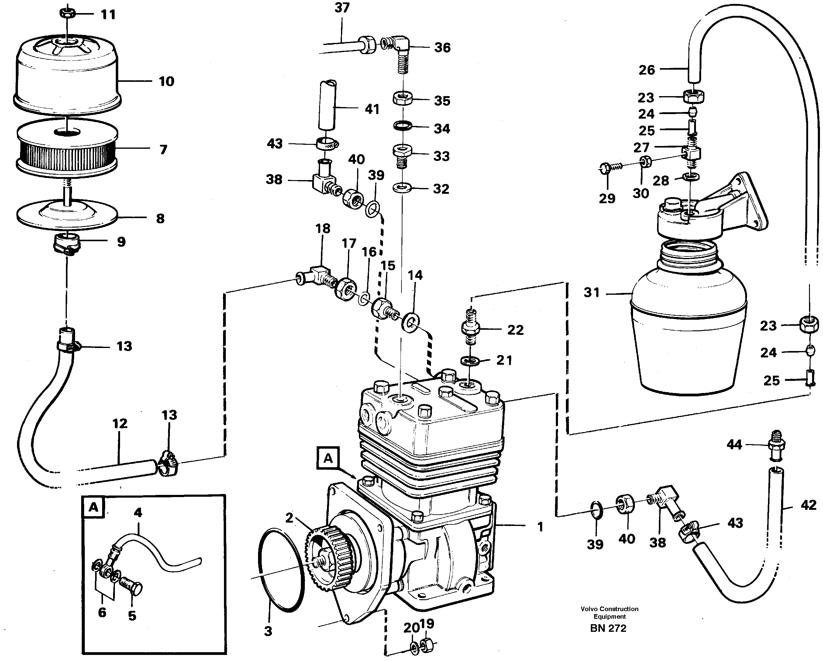 Схема запчастей Volvo A25C - 75347 Air-compressor with fitting parts A25C