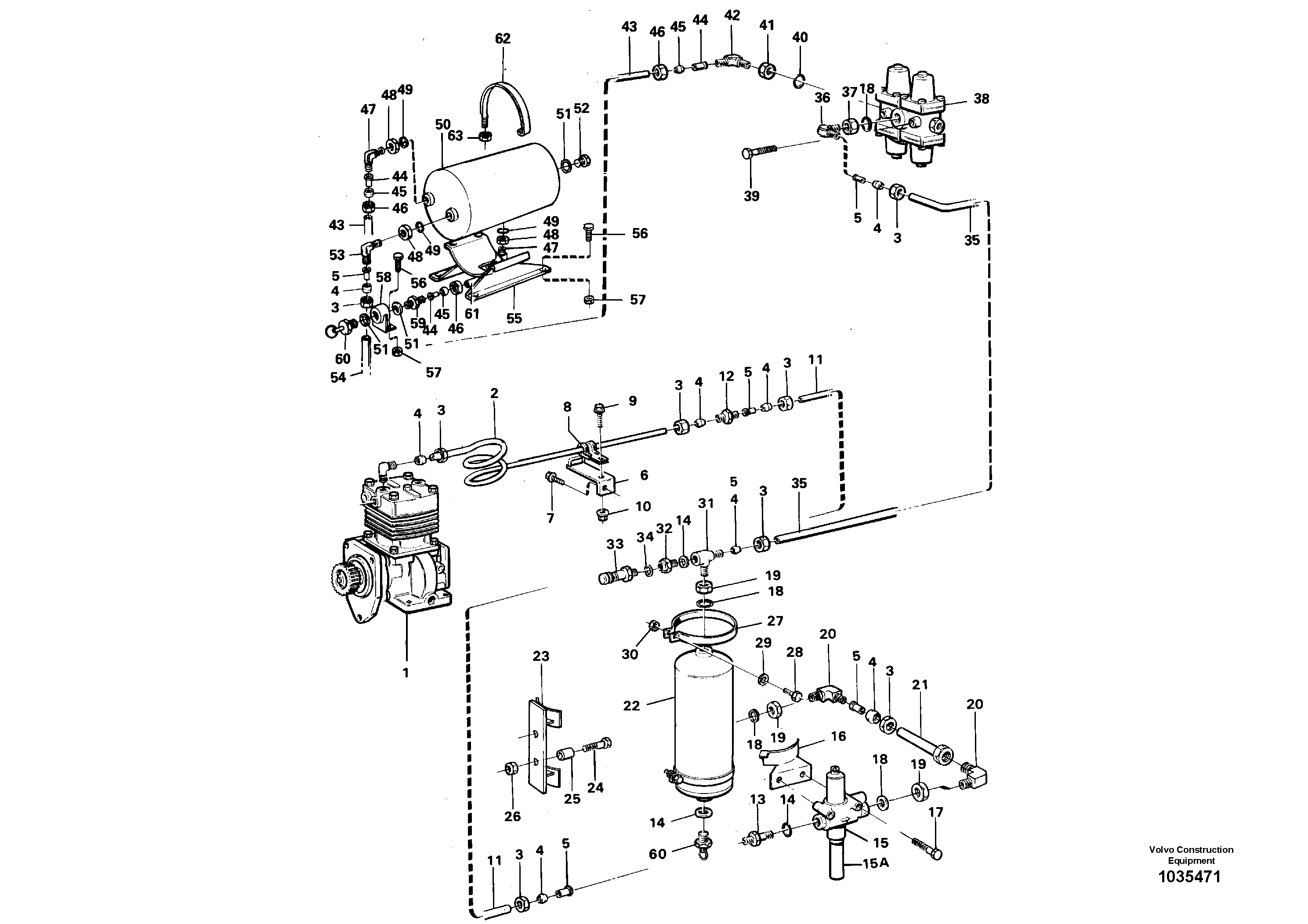 Схема запчастей Volvo A25C - 92215 Feed lines, wet tank and regulator A25C