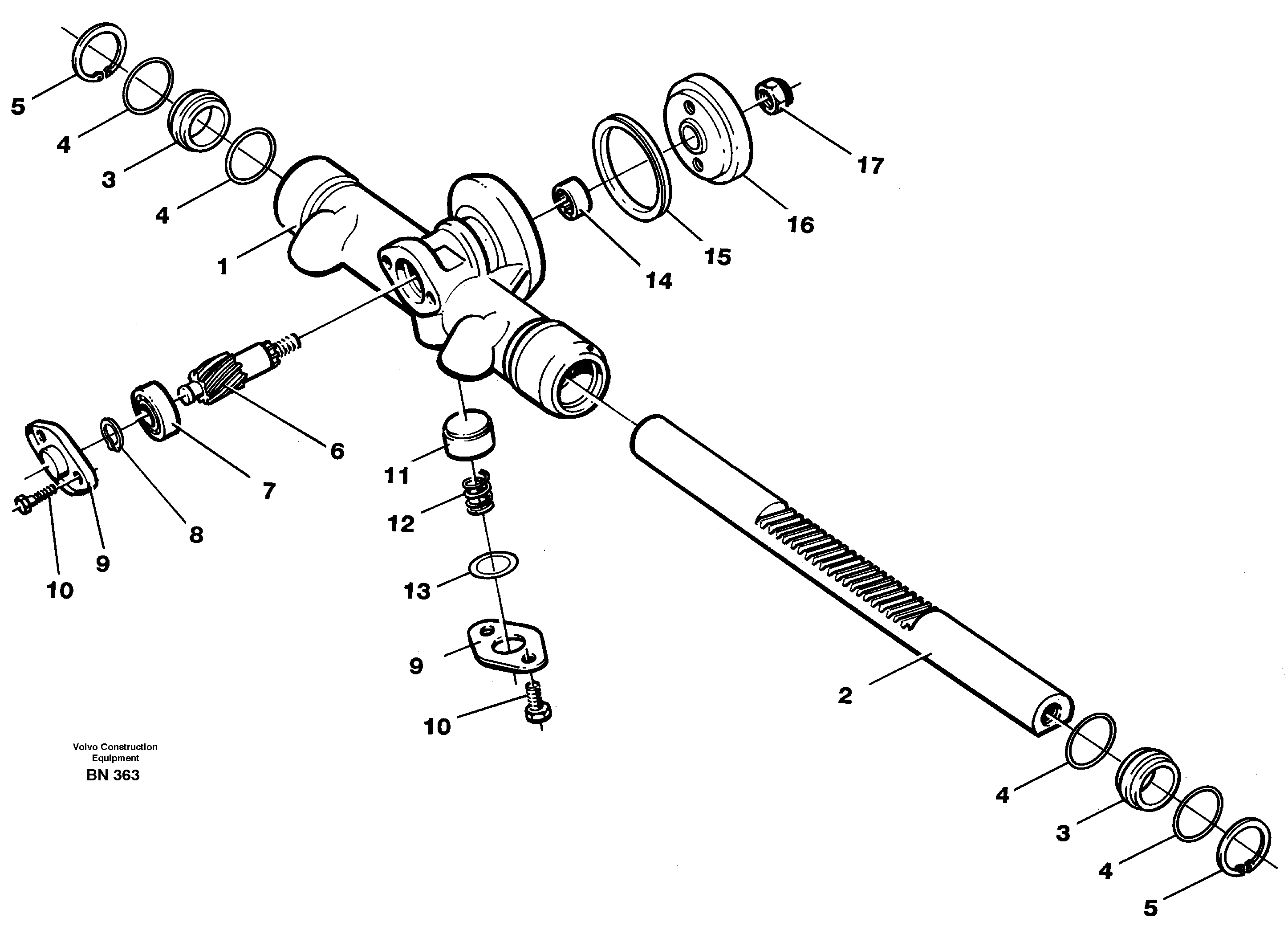 Схема запчастей Volvo A25C - 22185 Rack gear A25C