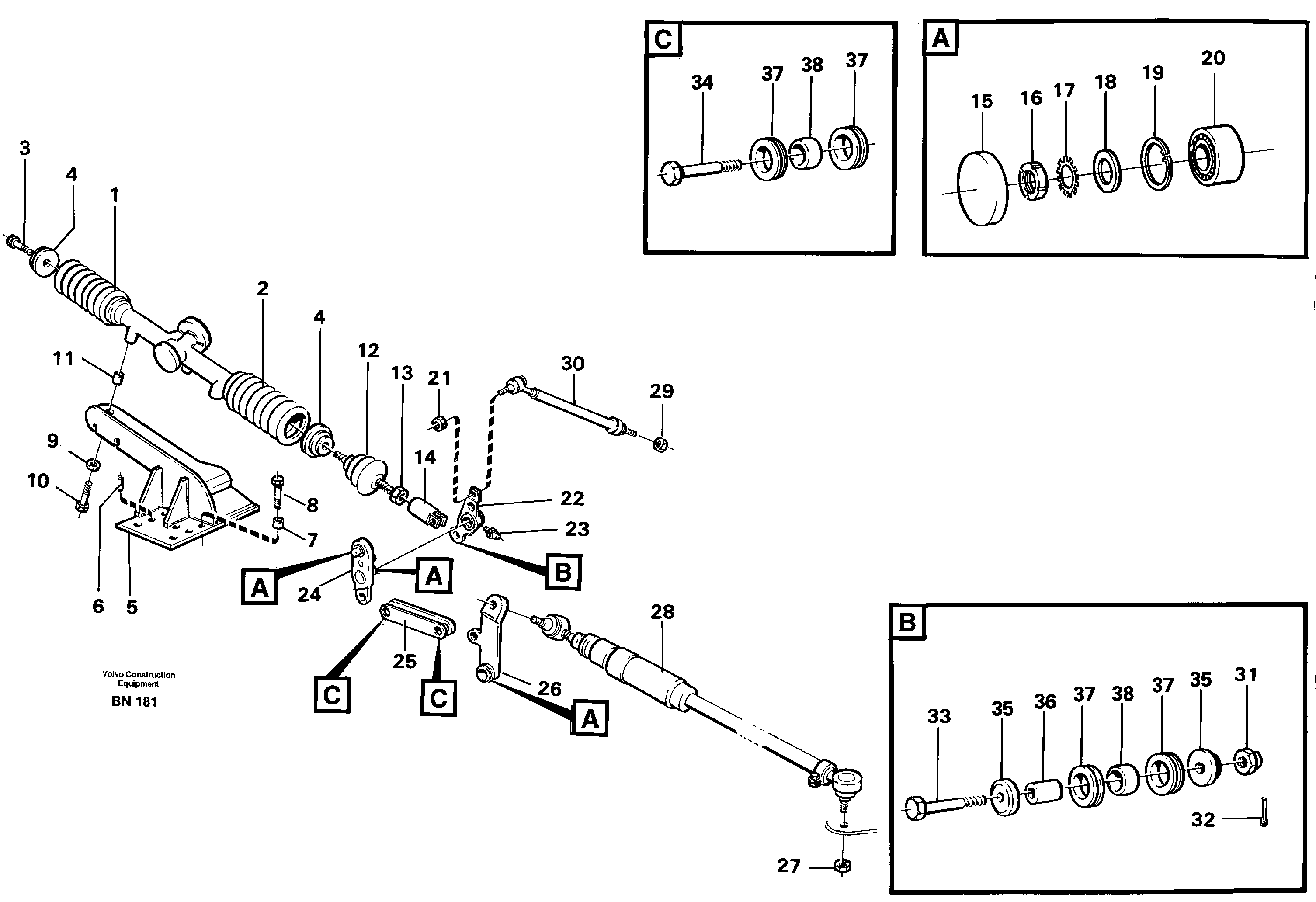 Схема запчастей Volvo A25C - 86076 Steering linkage A25C