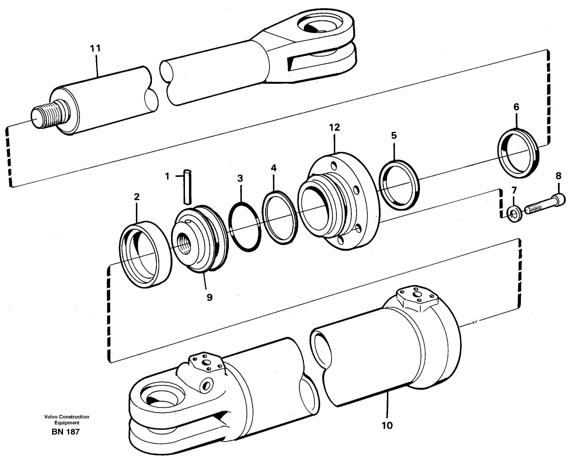Схема запчастей Volvo A25C - 67052 Гидроцилиндр рулевой A25C