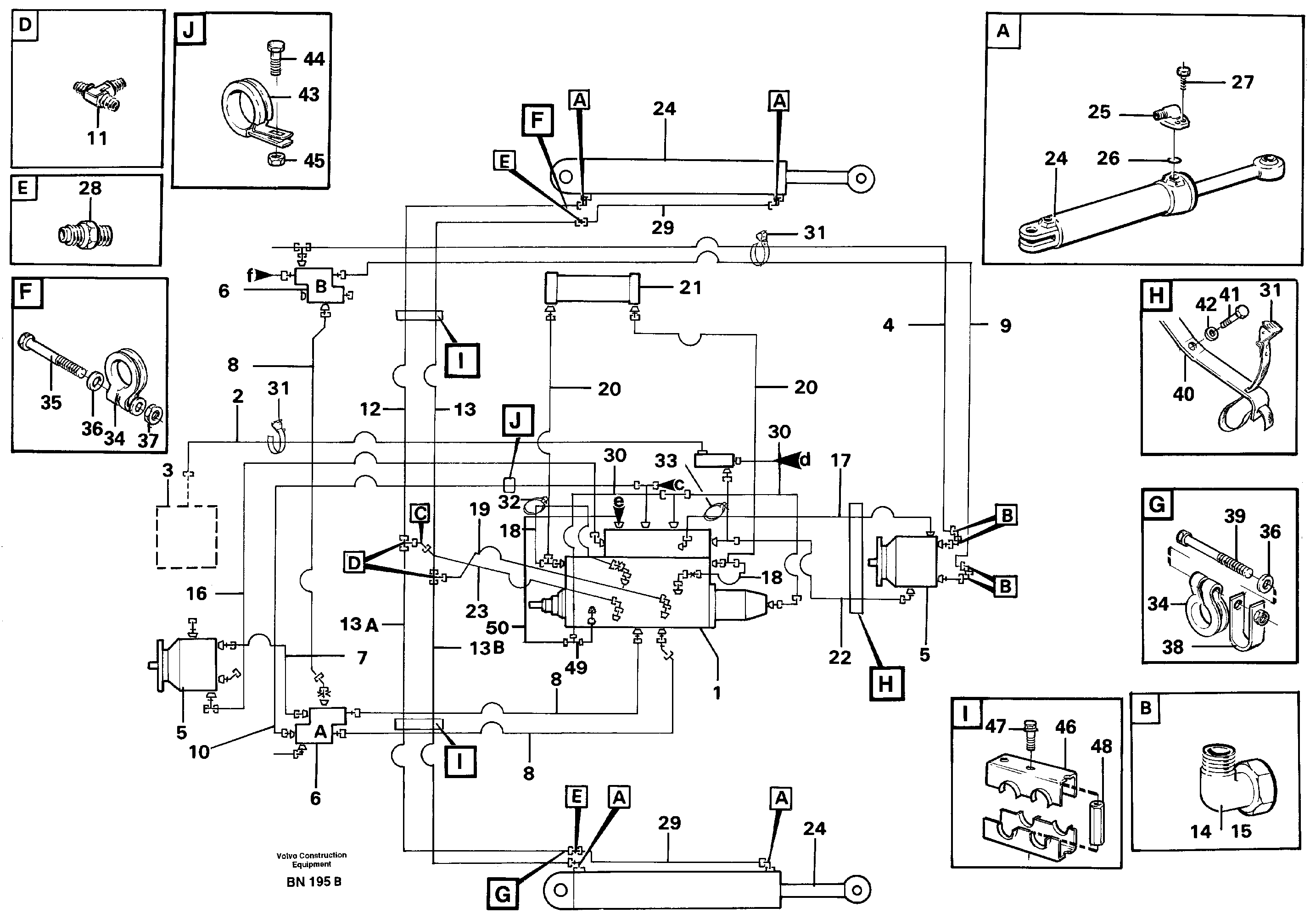 Схема запчастей Volvo A25C - 91258 Steering system, pipes and hoses A25C