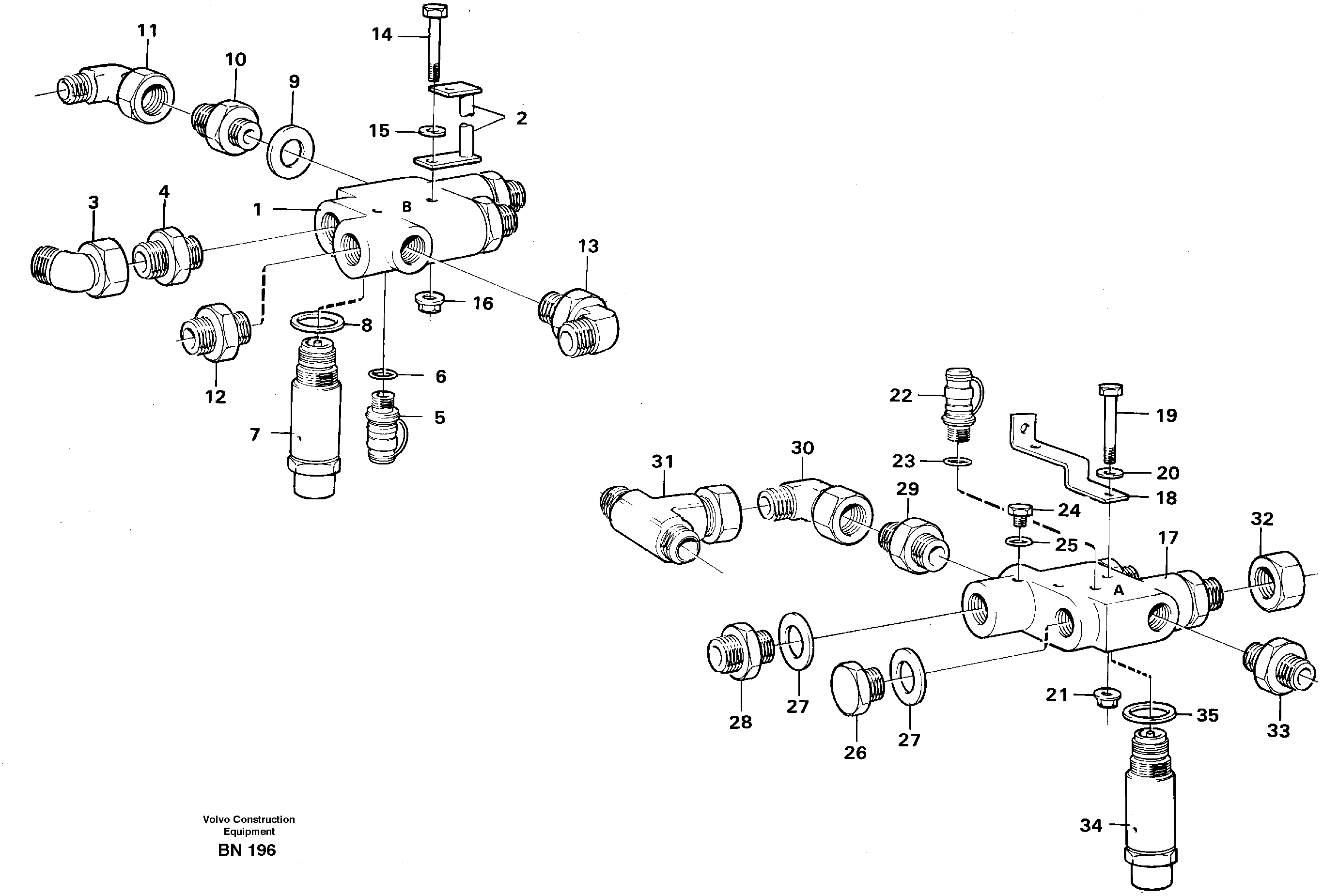 Схема запчастей Volvo A25C - 95682 Check valve with fitting parts A25C