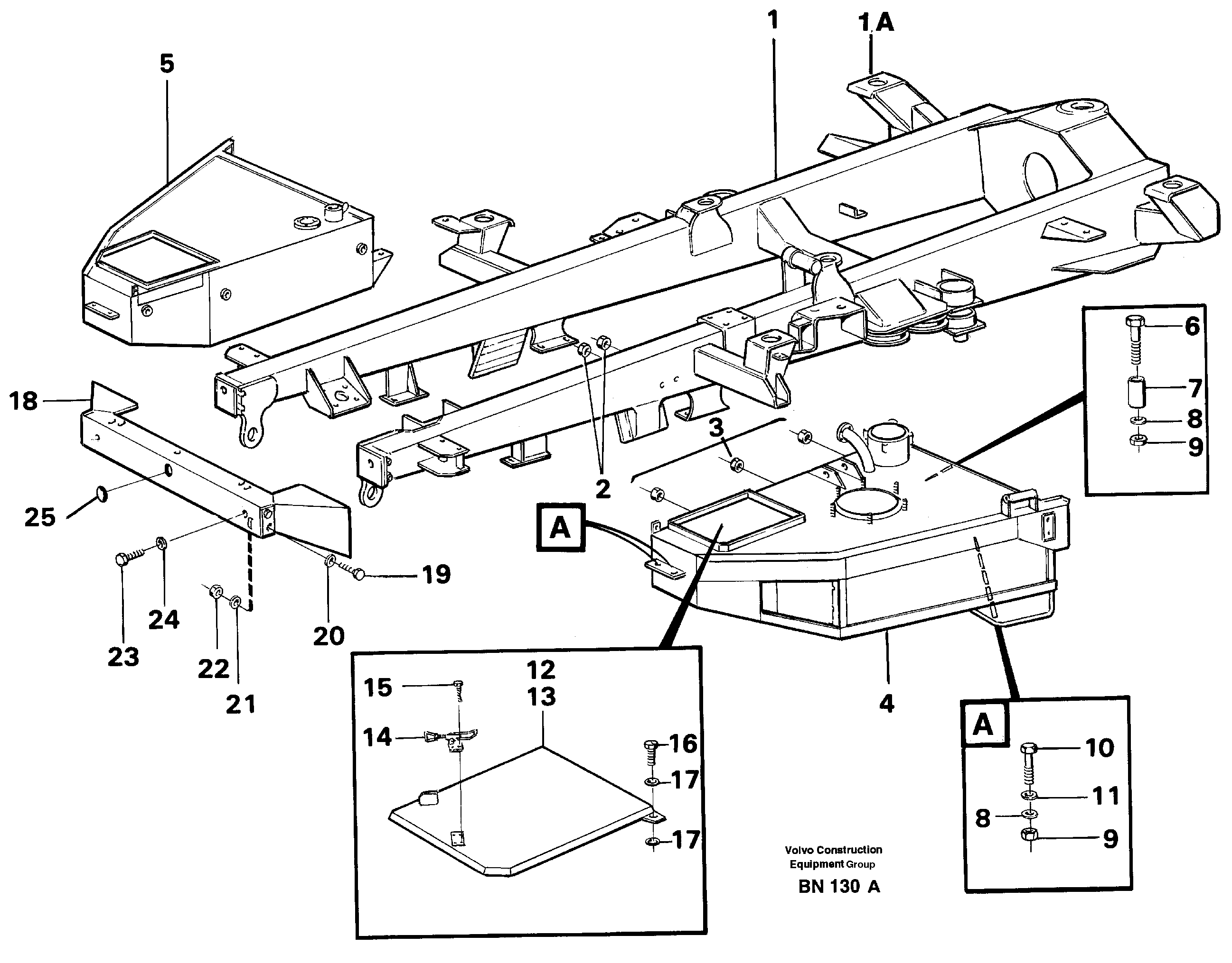 Схема запчастей Volvo A25C - 31850 Front frame with assemblyparts A25C