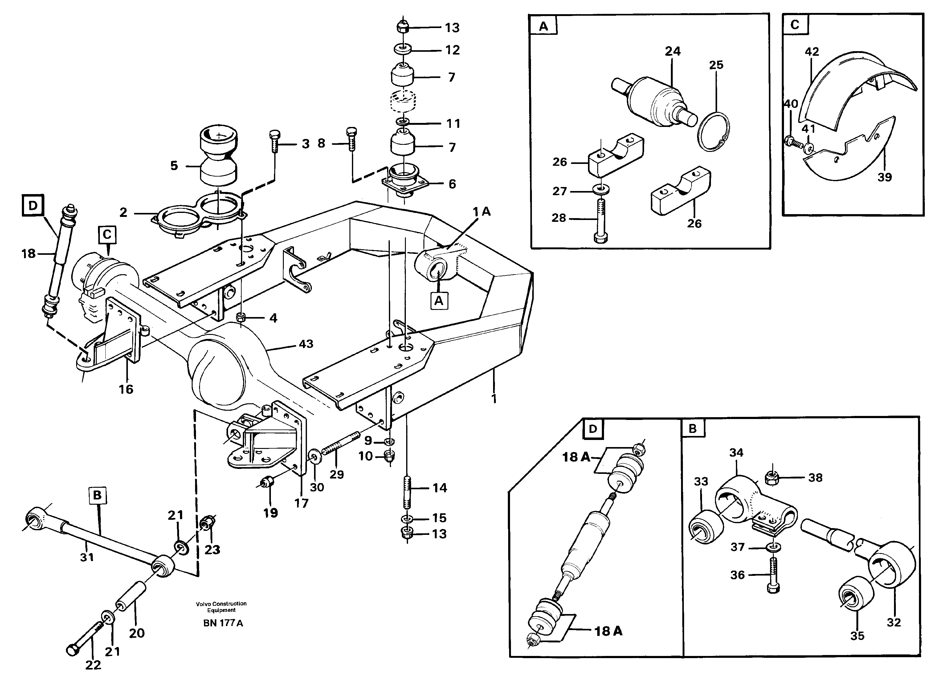 Схема запчастей Volvo A25C - 55853 Front axle suspension A25C